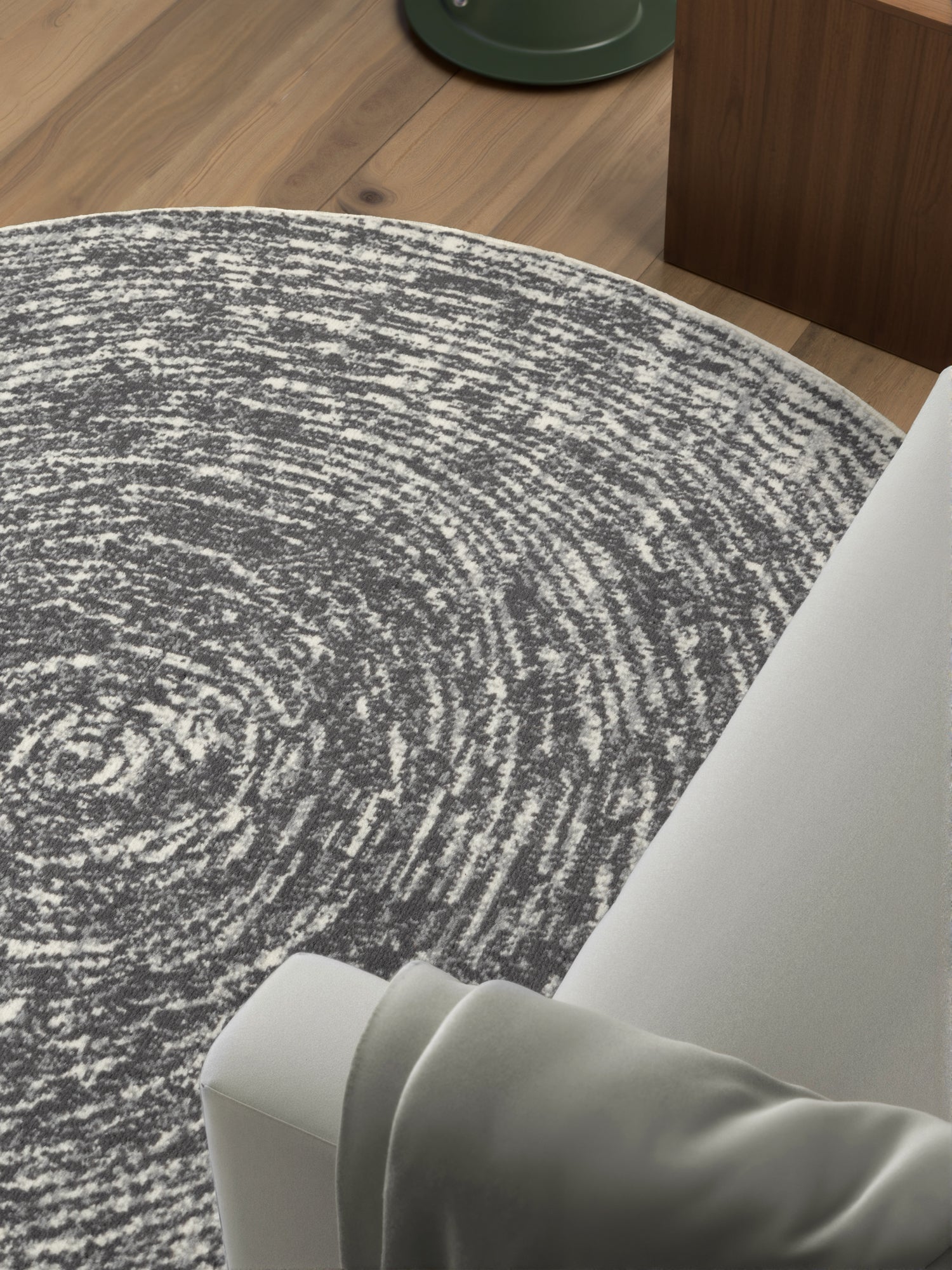 Tapis rond vintage abstrait Gris – STUDIO DECO