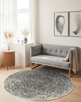 Tapis rond vintage abstrait Gris – STUDIO DECO