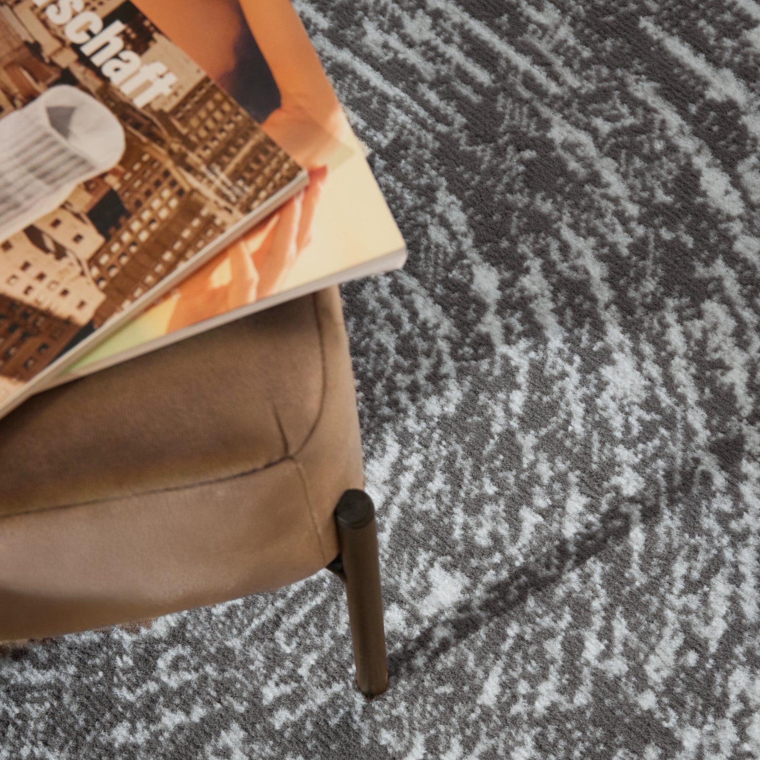 Tapis rond vintage abstrait Gris – STUDIO DECO