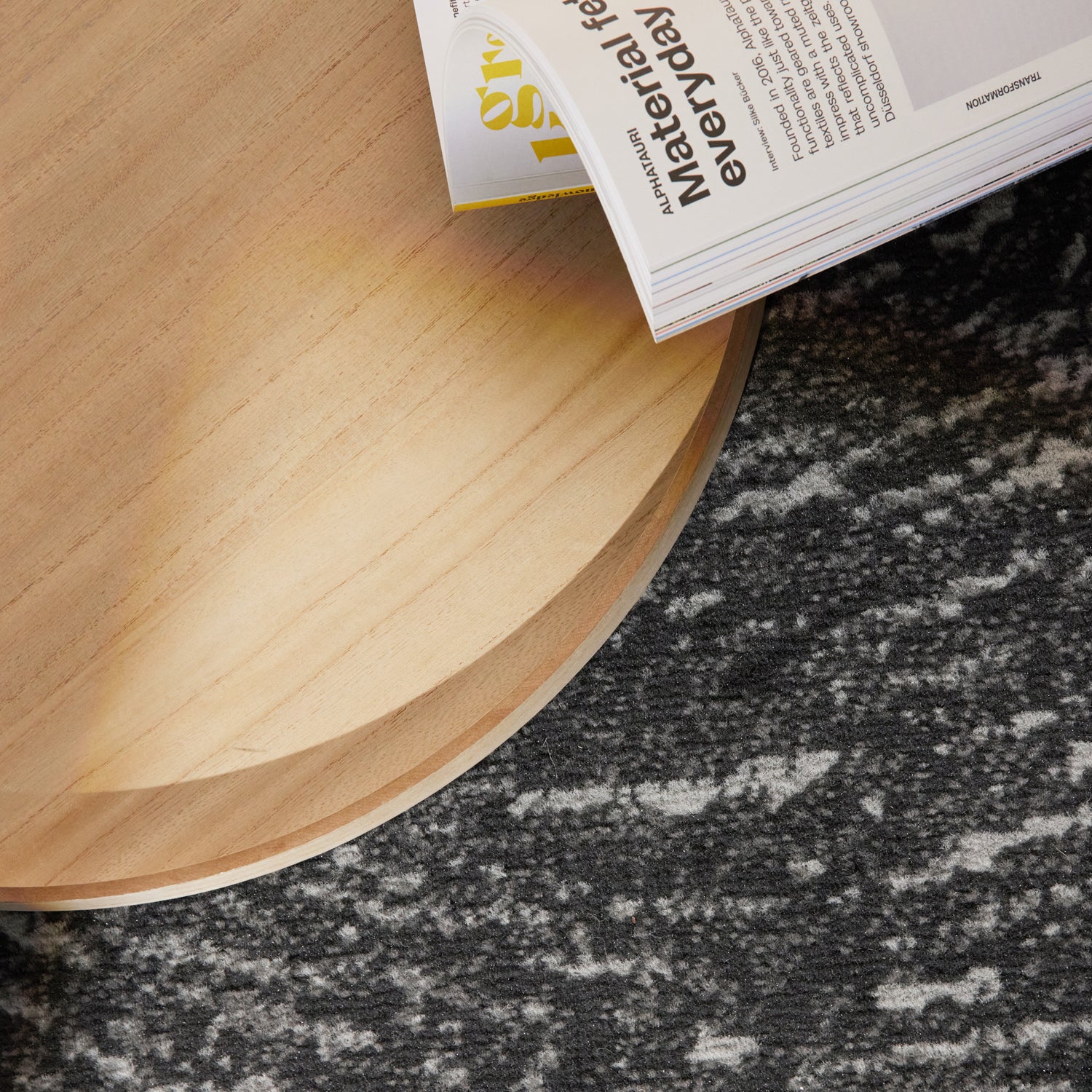 Tapis rond vintage abstrait Anthracite – STUDIO DECO