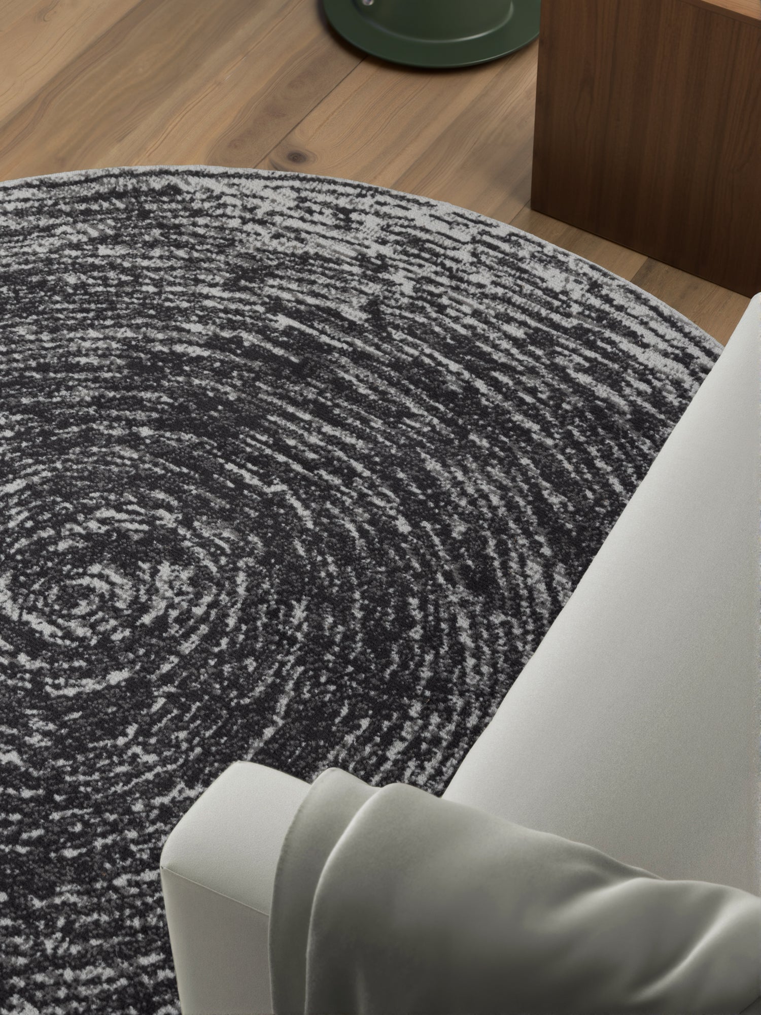 Tapis rond vintage abstrait Anthracite – STUDIO DECO