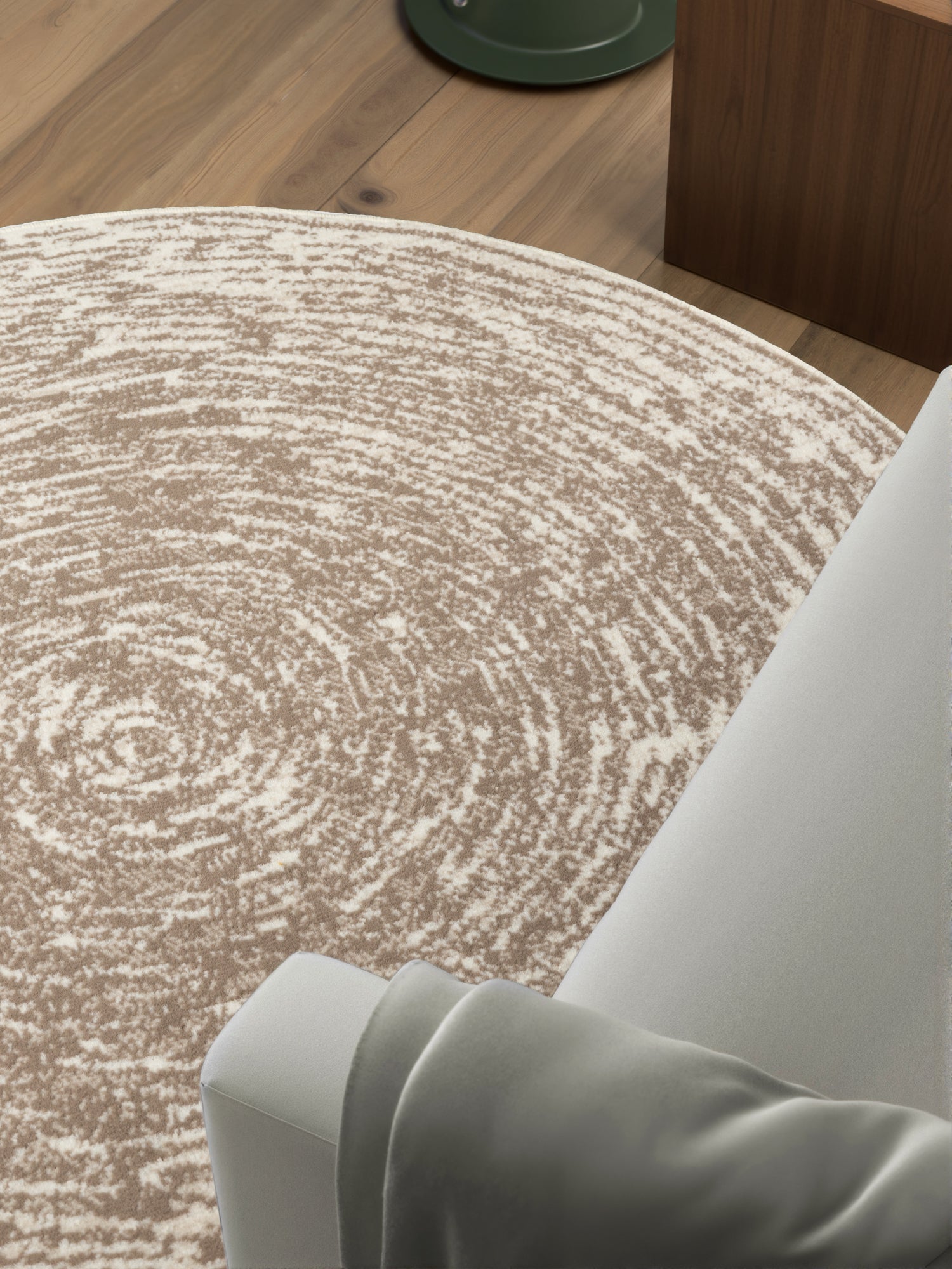 Tapis rond vintage abstrait Beige – STUDIO DECO