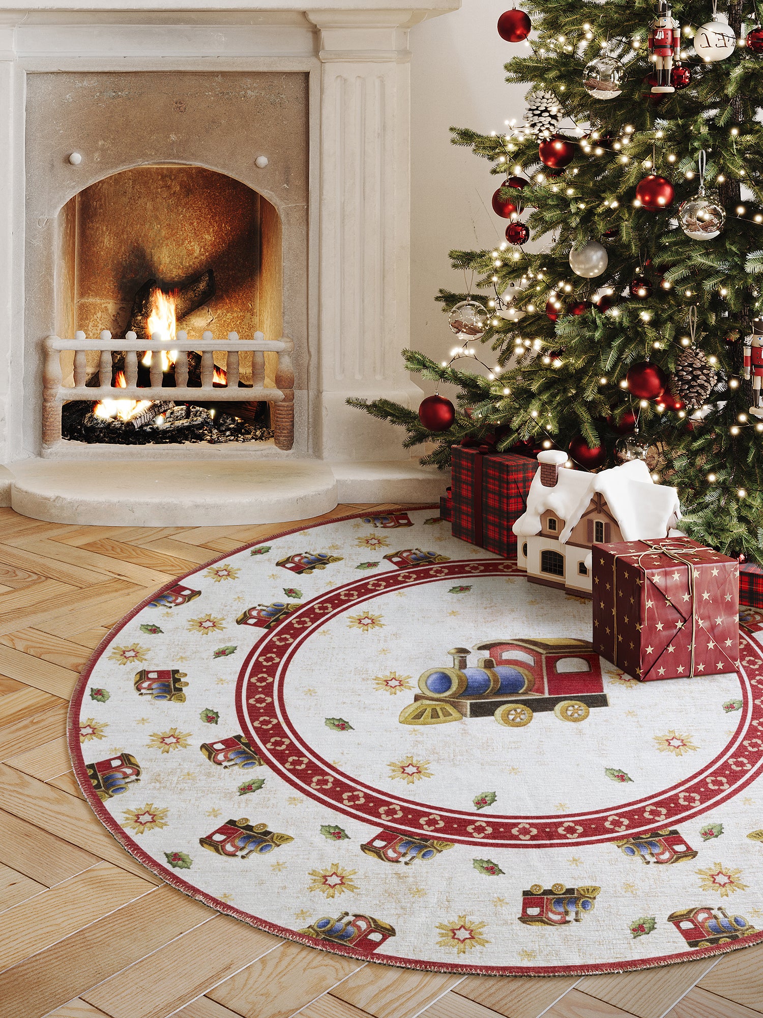 Tapis De Noël Rond Voyage enchanté – STUDIO DECO