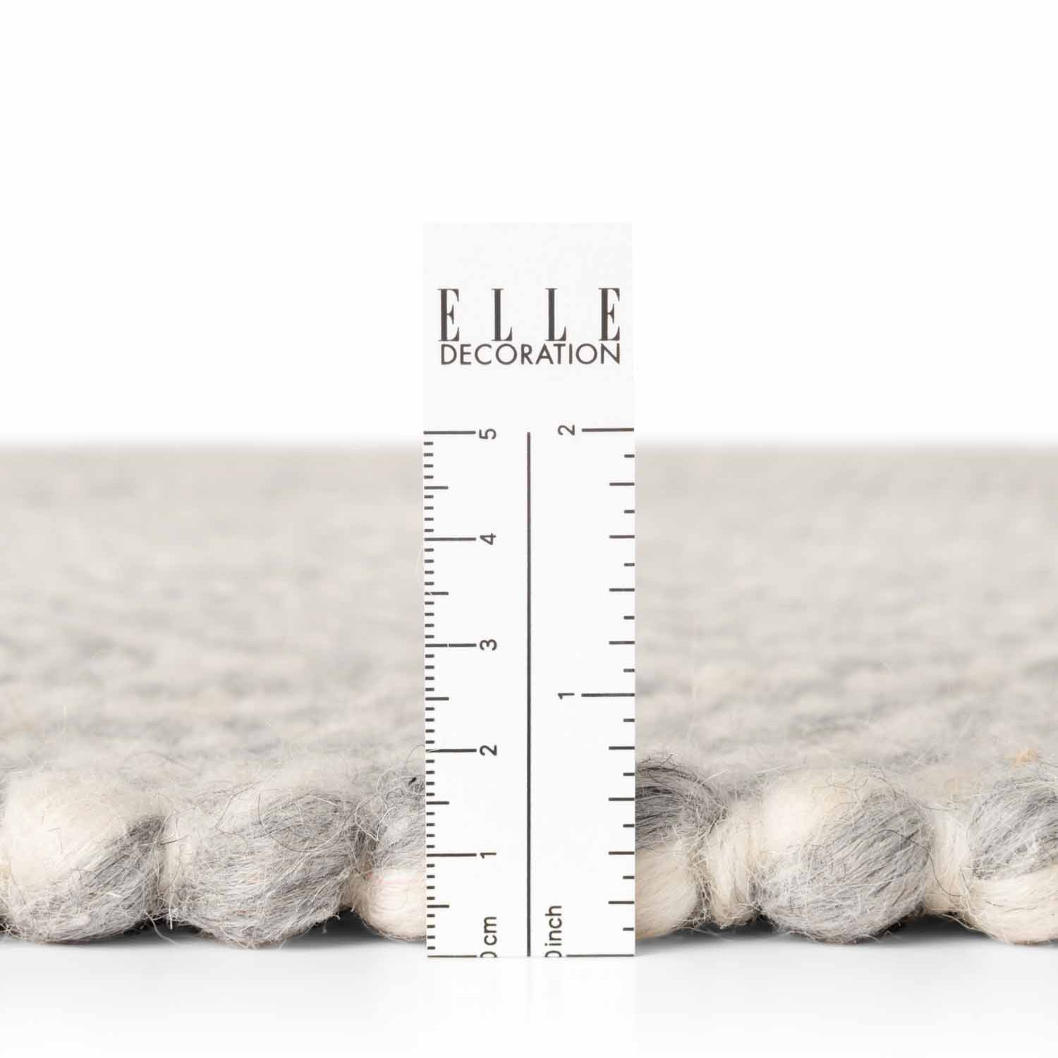 Tapis en laine rond noué main Crème et Gris