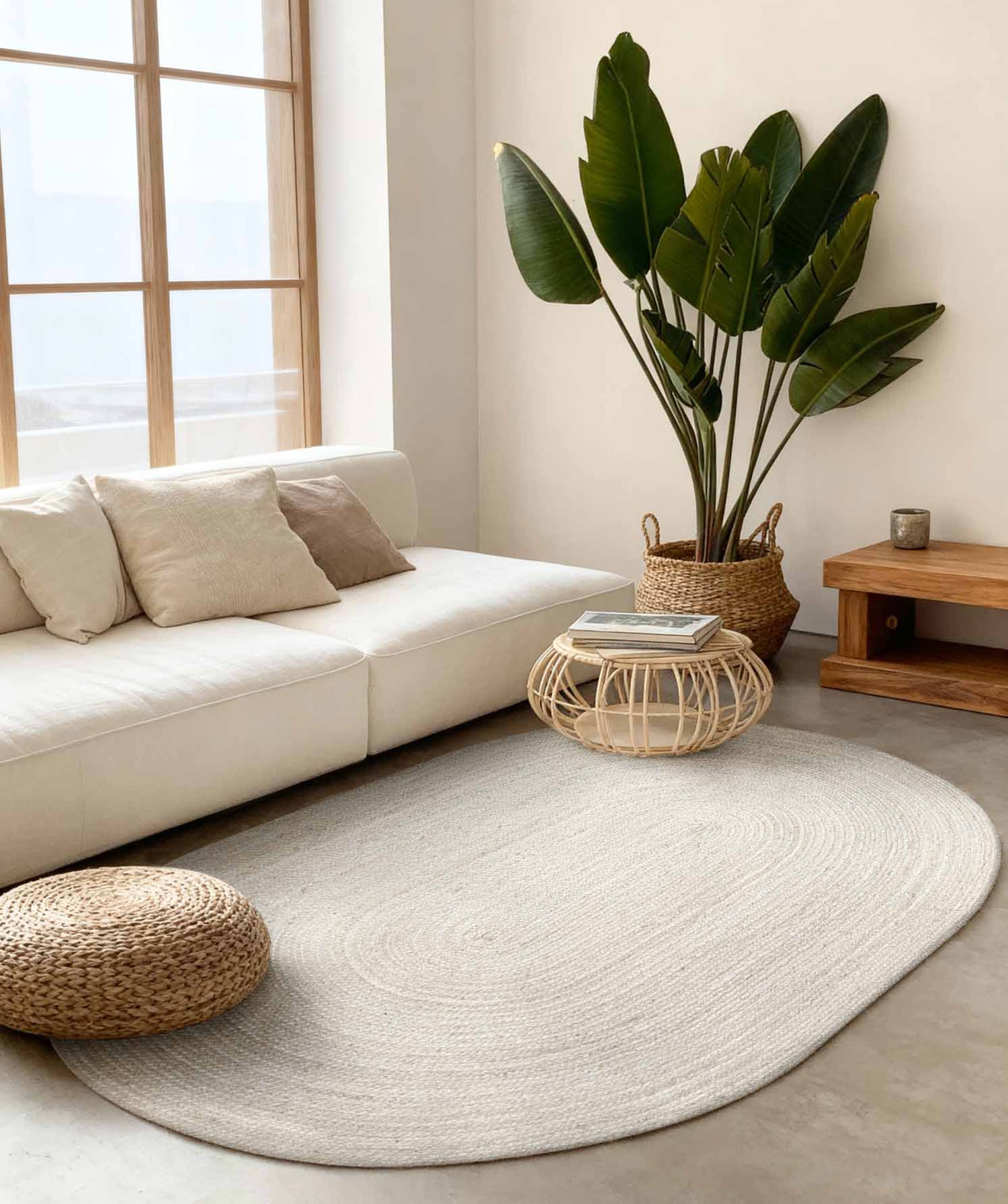 Tapis Ovale en Jute MAHAL Blanc – STUDIO DECO