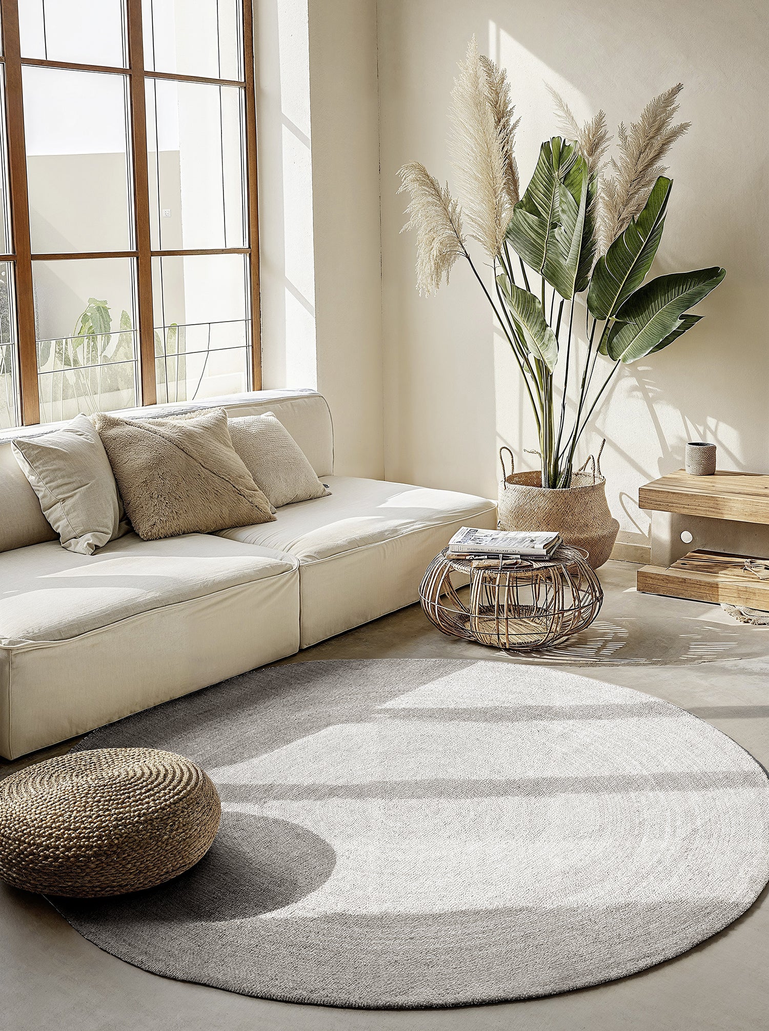 Tapis Rond en Jute MAHAL Blanc – STUDIO DECO