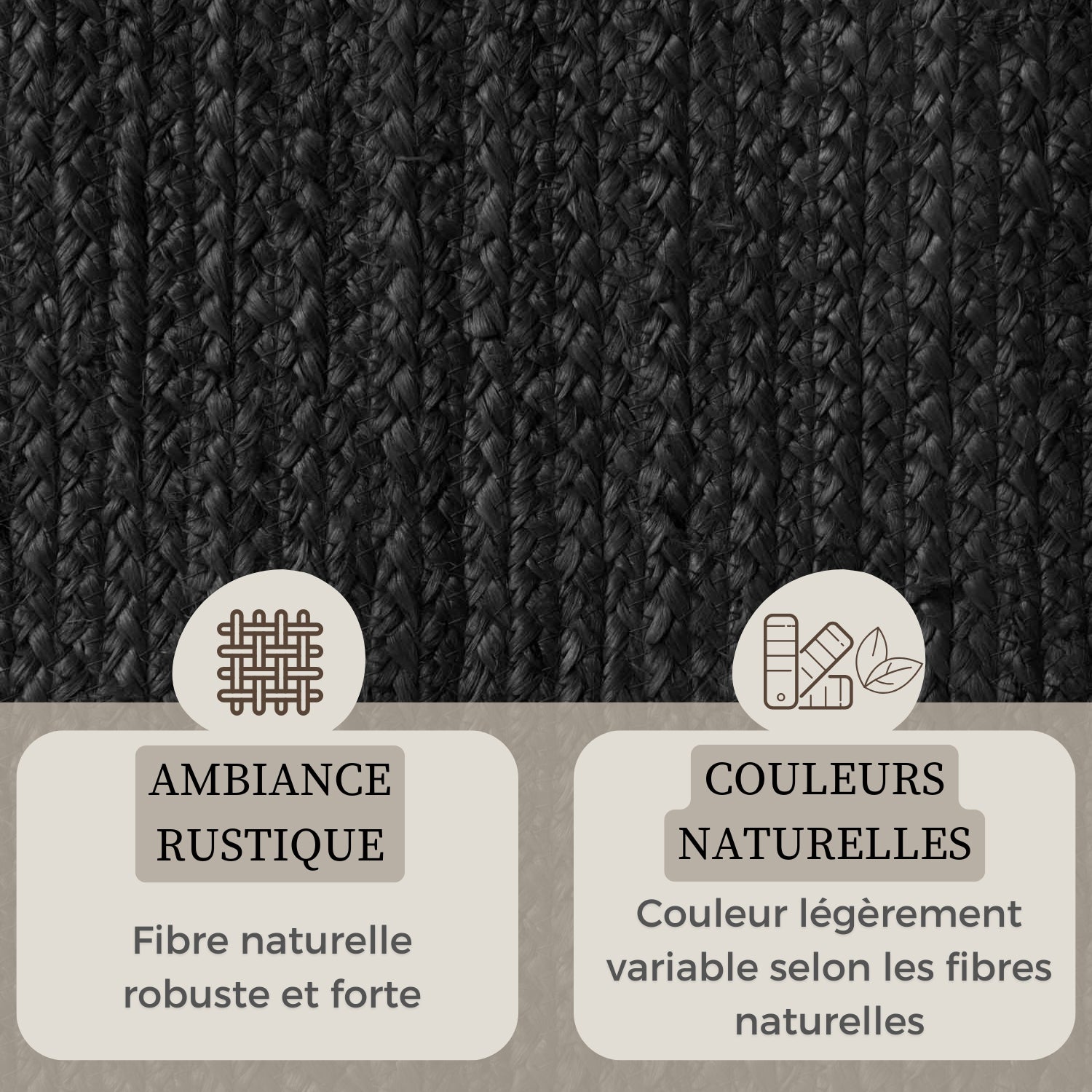 Tapis Ovale en Jute MAHAL Noir – STUDIO DECO