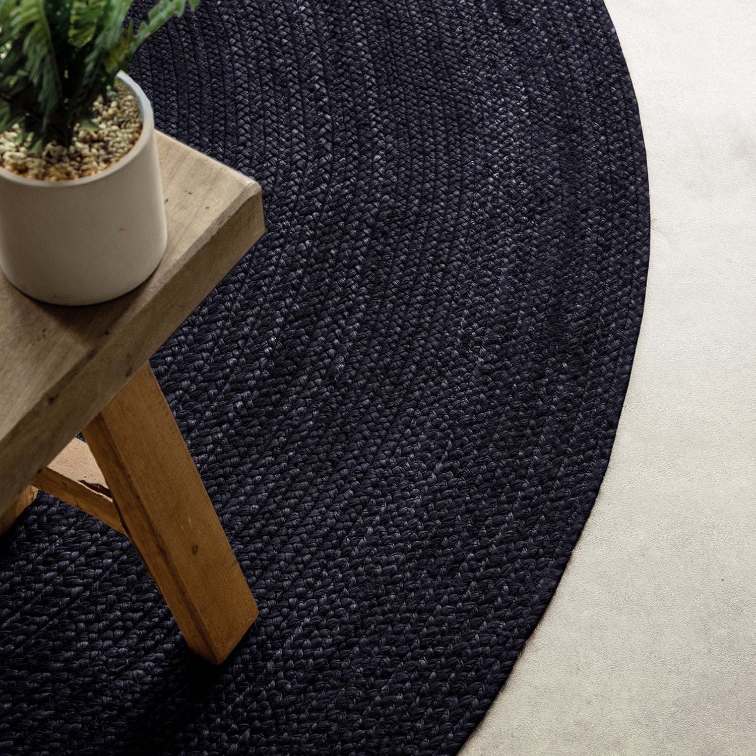 Tapis Rond en Jute MAHAL Noir – STUDIO DECO