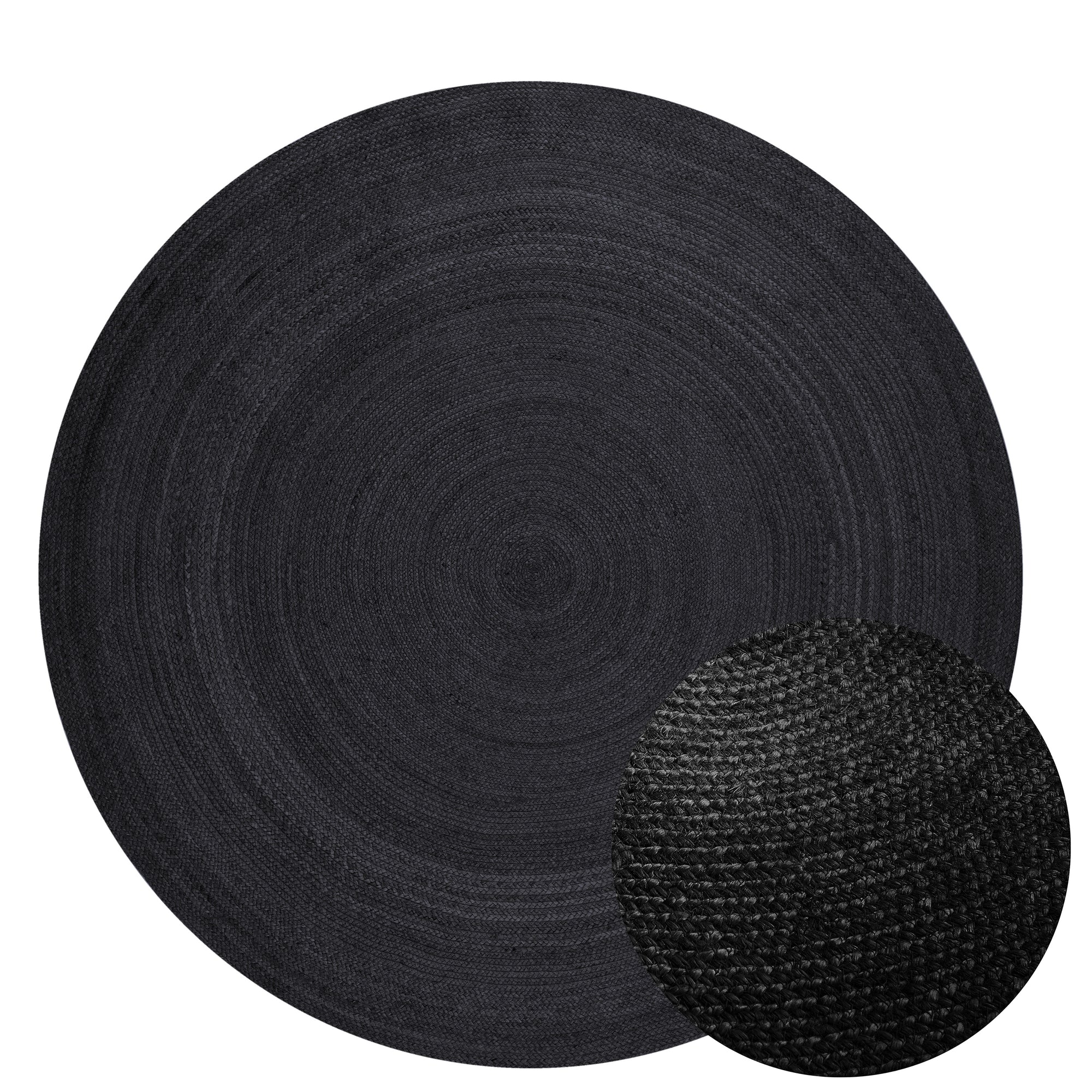 Tapis Rond en Jute MAHAL Noir – STUDIO DECO