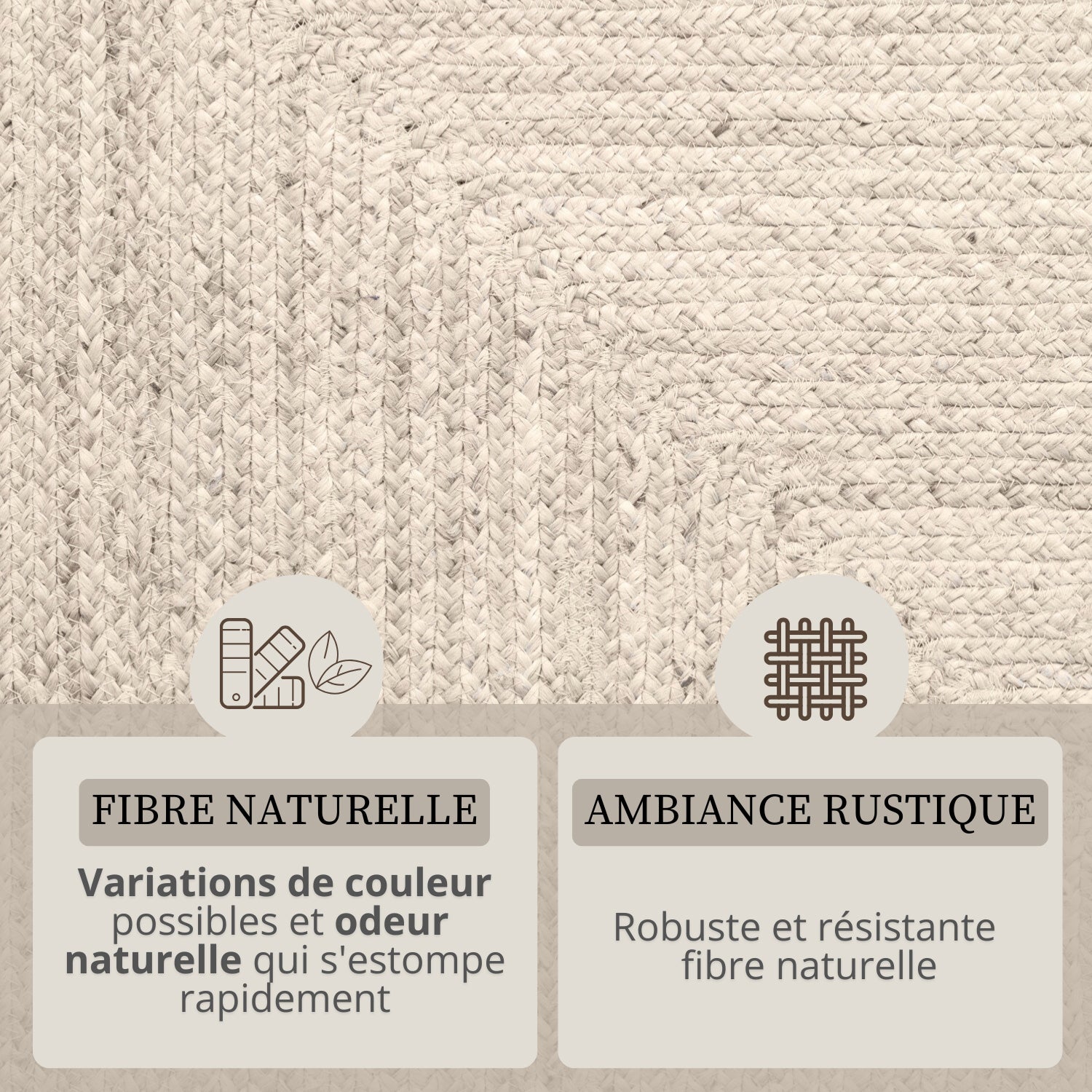 Tapis en Jute Fait Main Ecru
