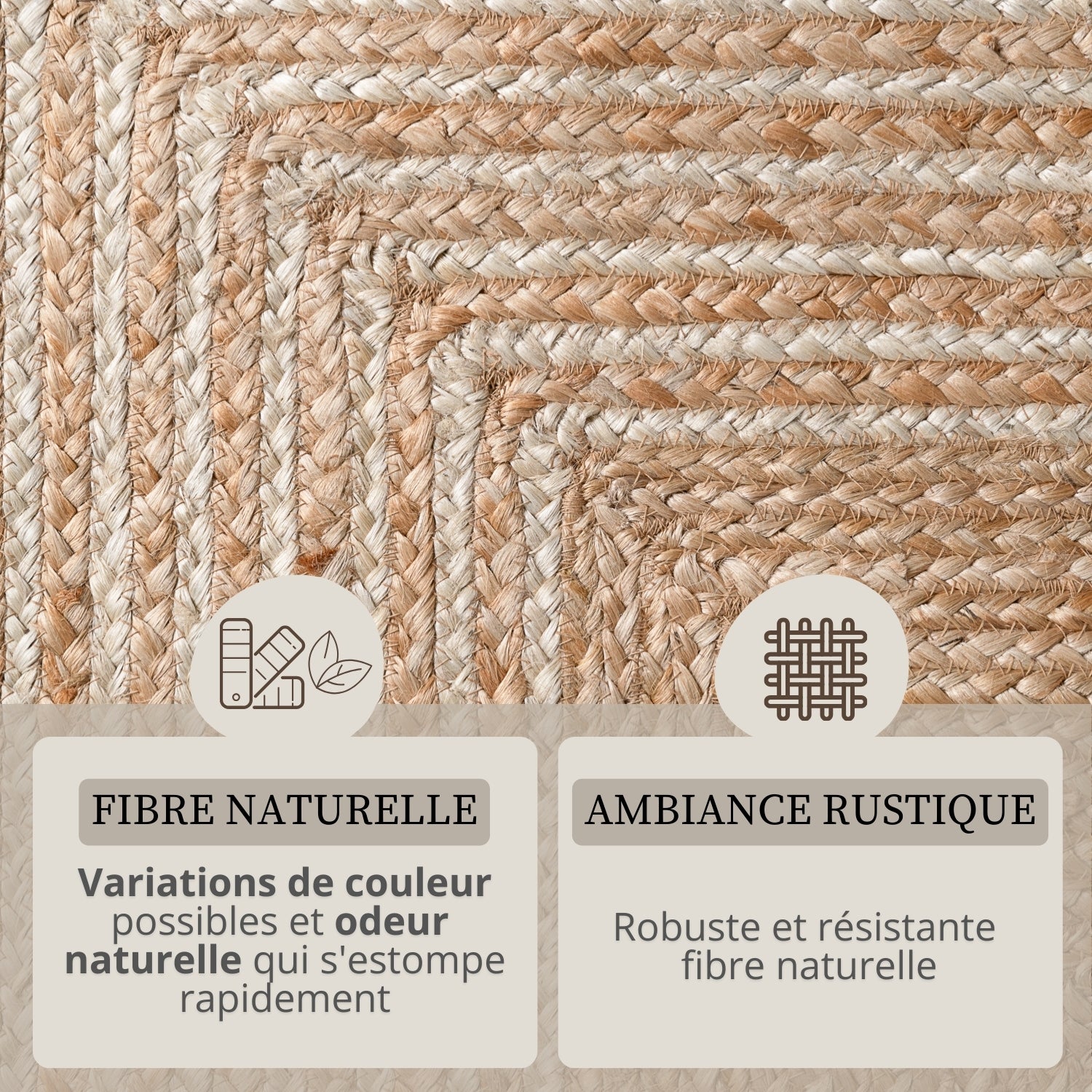 Tapis en Jute Fait Main LINE Beige Doré