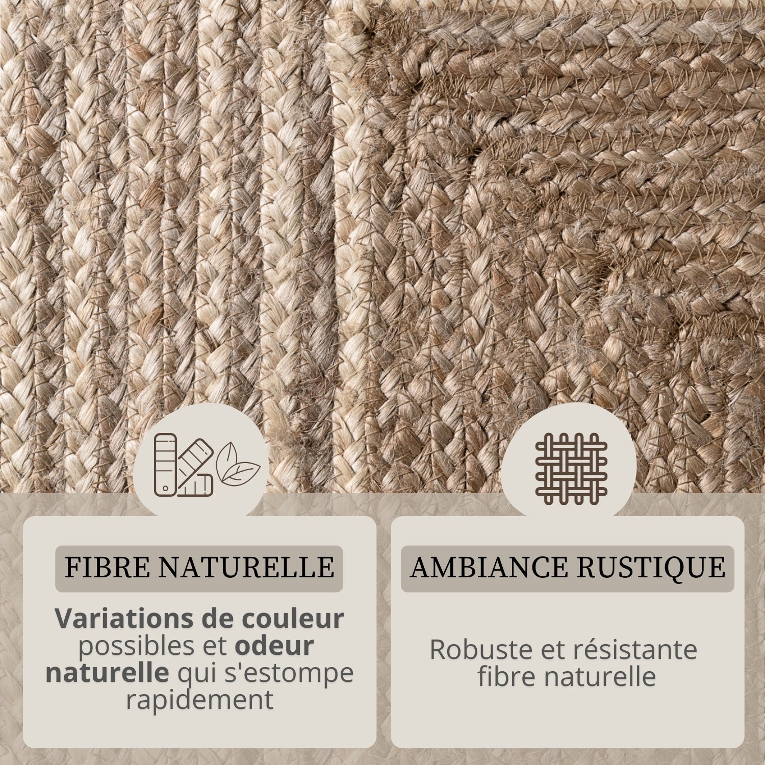 Tapis en Jute Fait Main LINE Marron