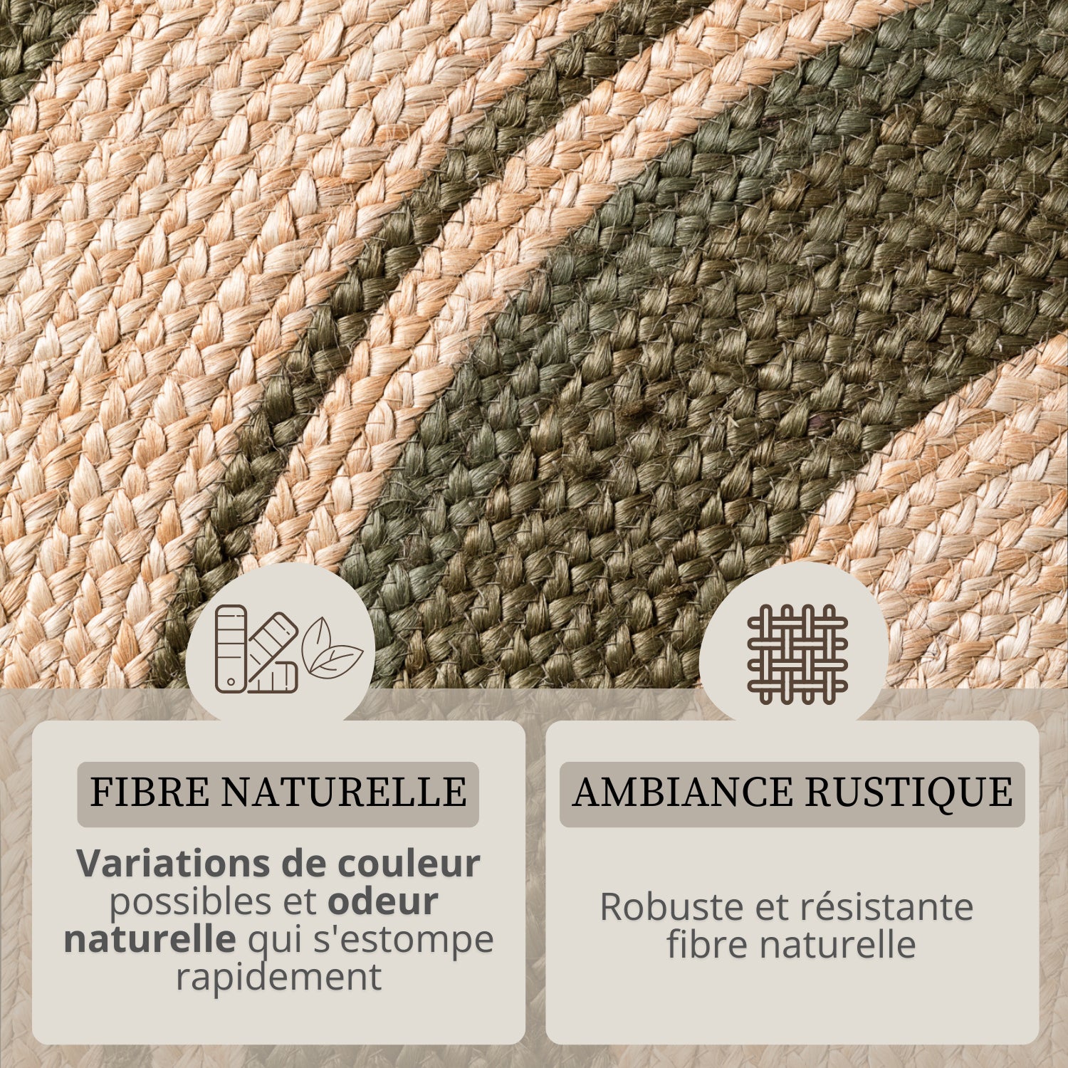 Tapis rond en Jute Pompon