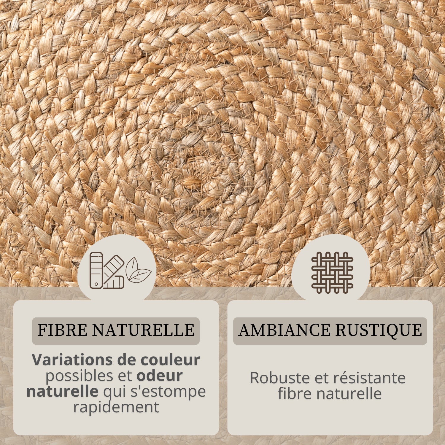 Tapis rond en Jute à Franges