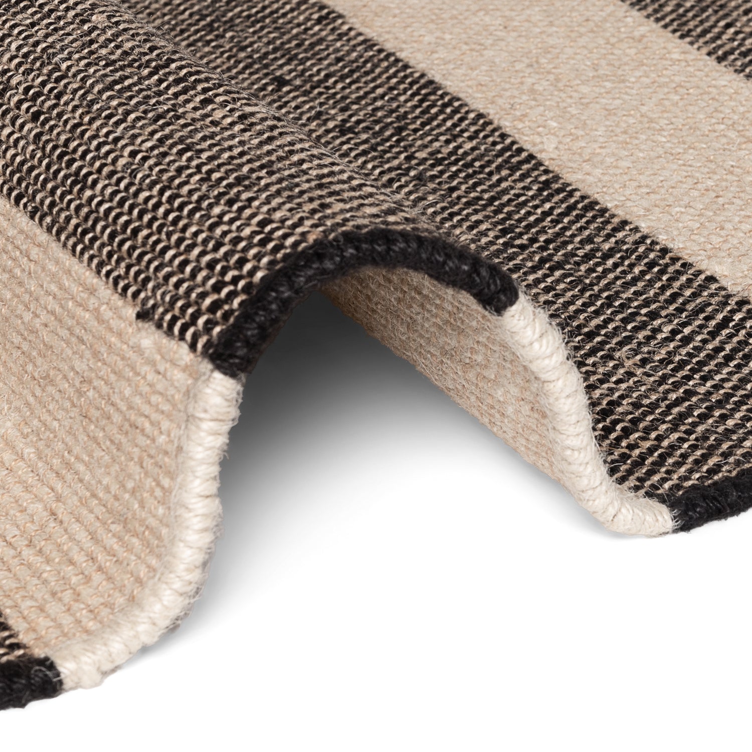 Tapis Jute à franges Fait Main Crème et Marron