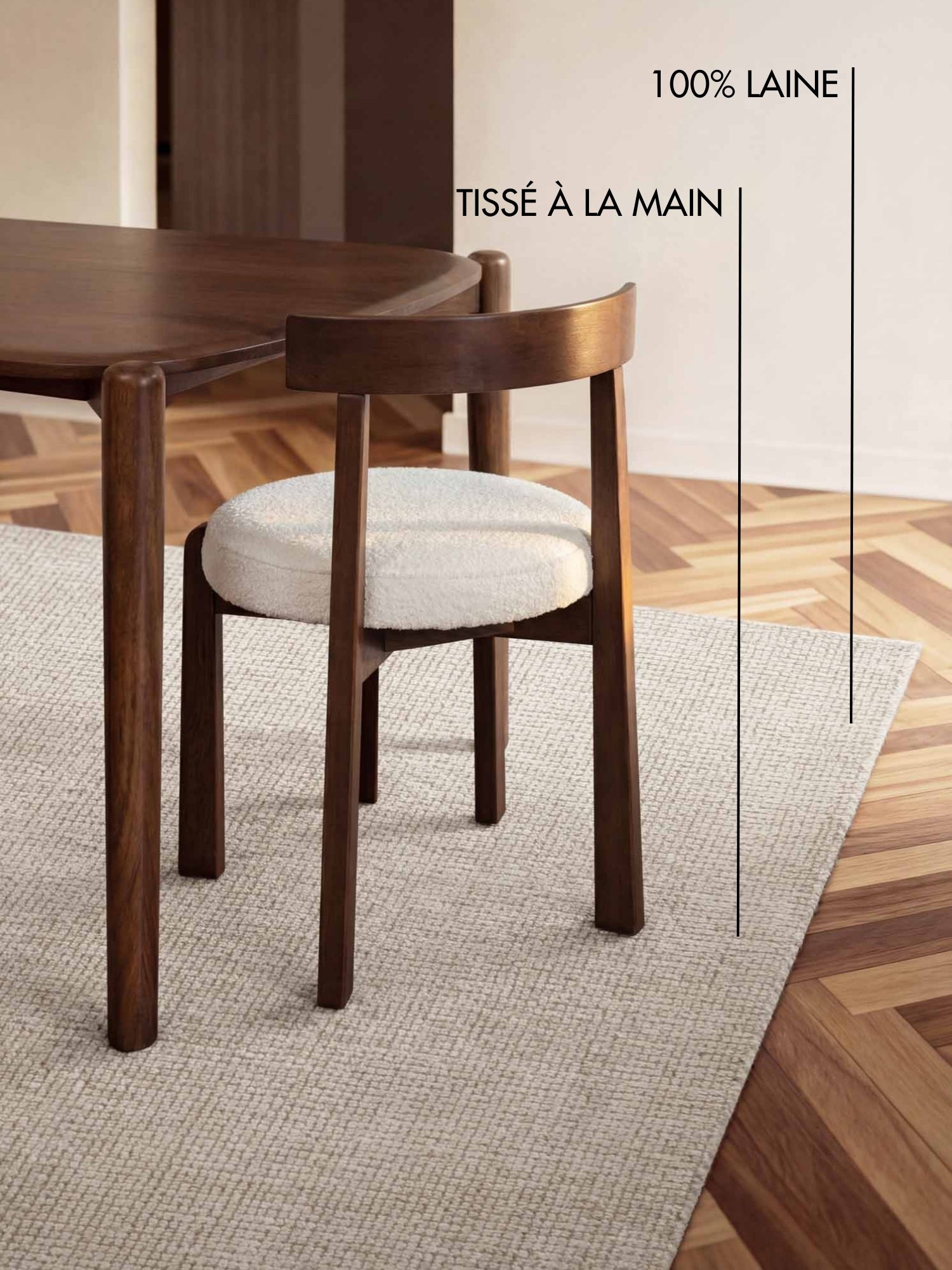 Tapis fait main épais en laine Ivoire - Ted Baker