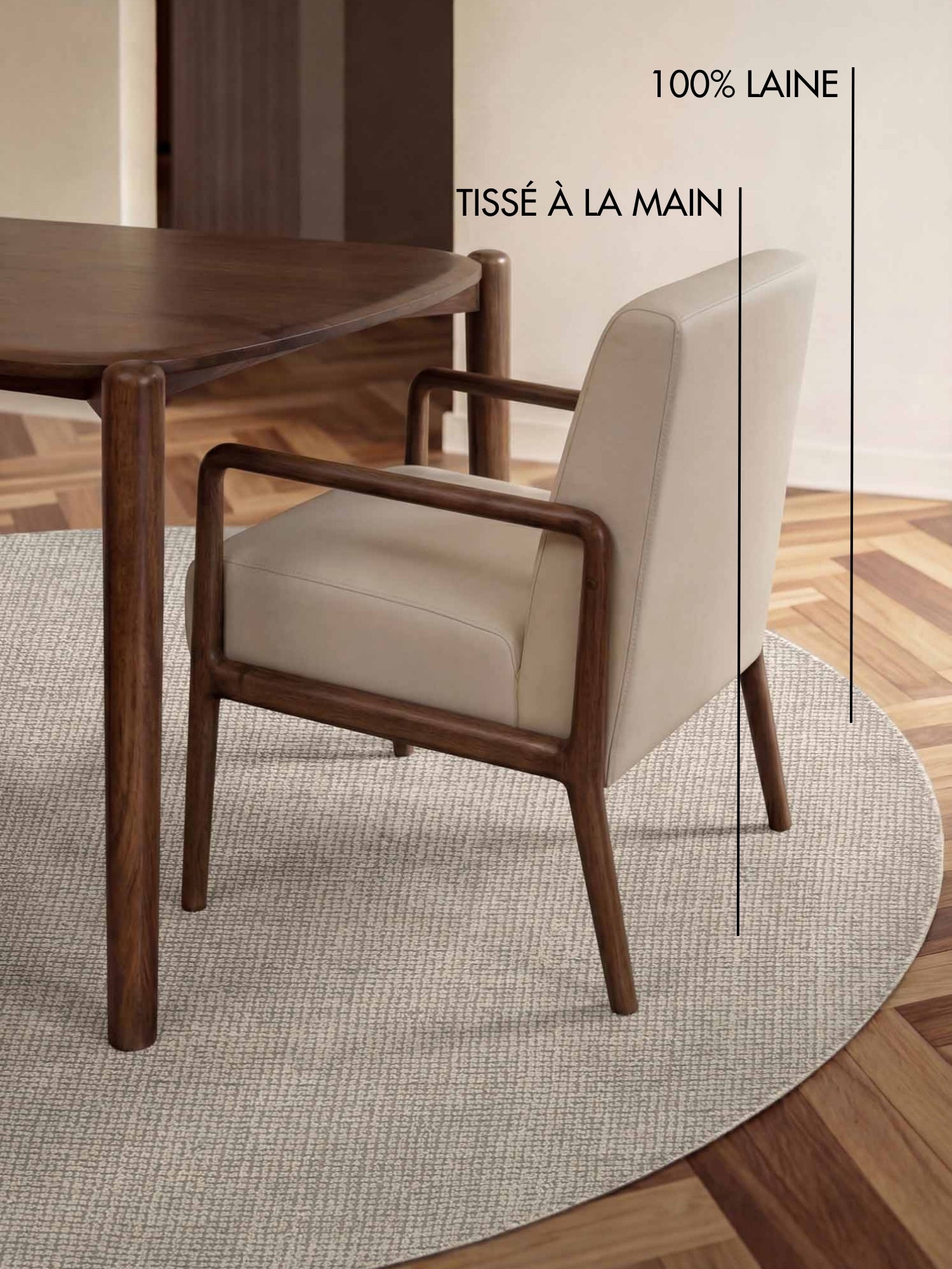 Tapis rond fait main en laine Ivoire - Ted Baker