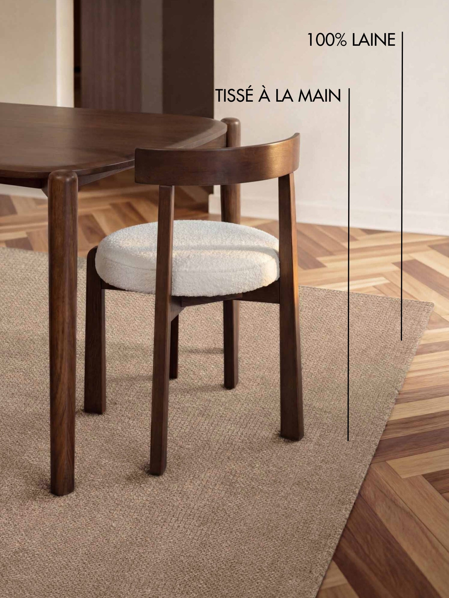 Tapis fait main épais en laine Beige - Ted Baker