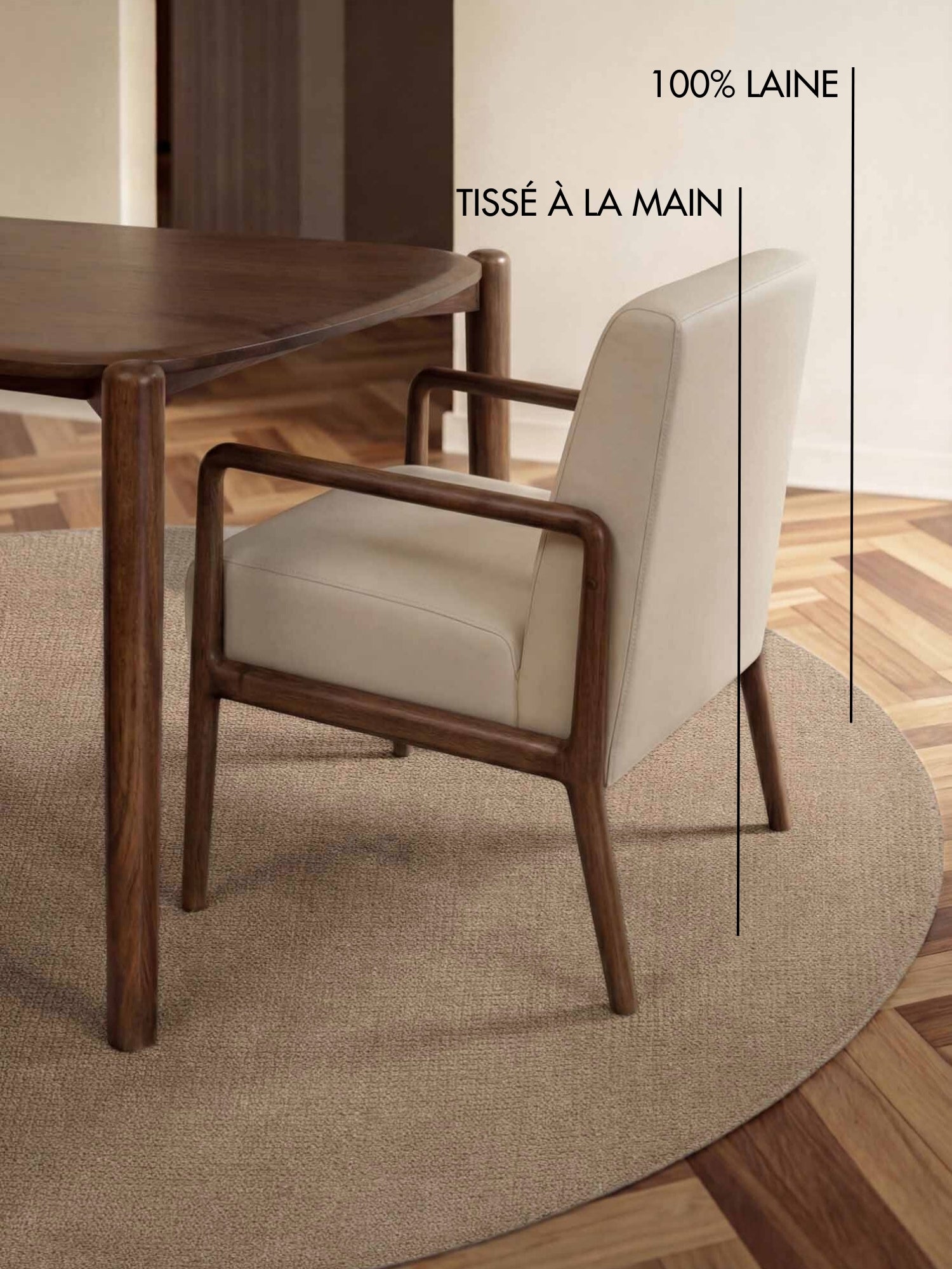 Tapis rond fait main en laine Beige - Ted Baker