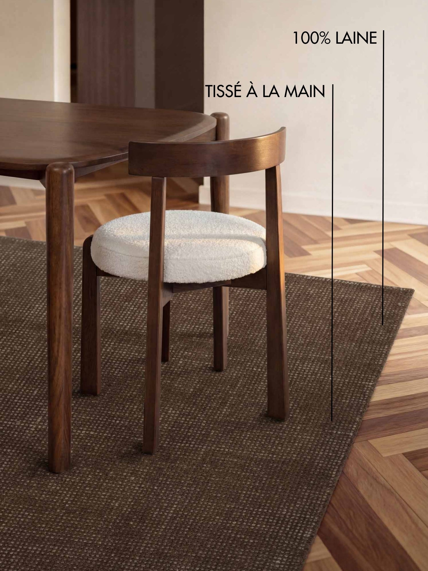Tapis fait main épais en laine Marron - Ted Baker