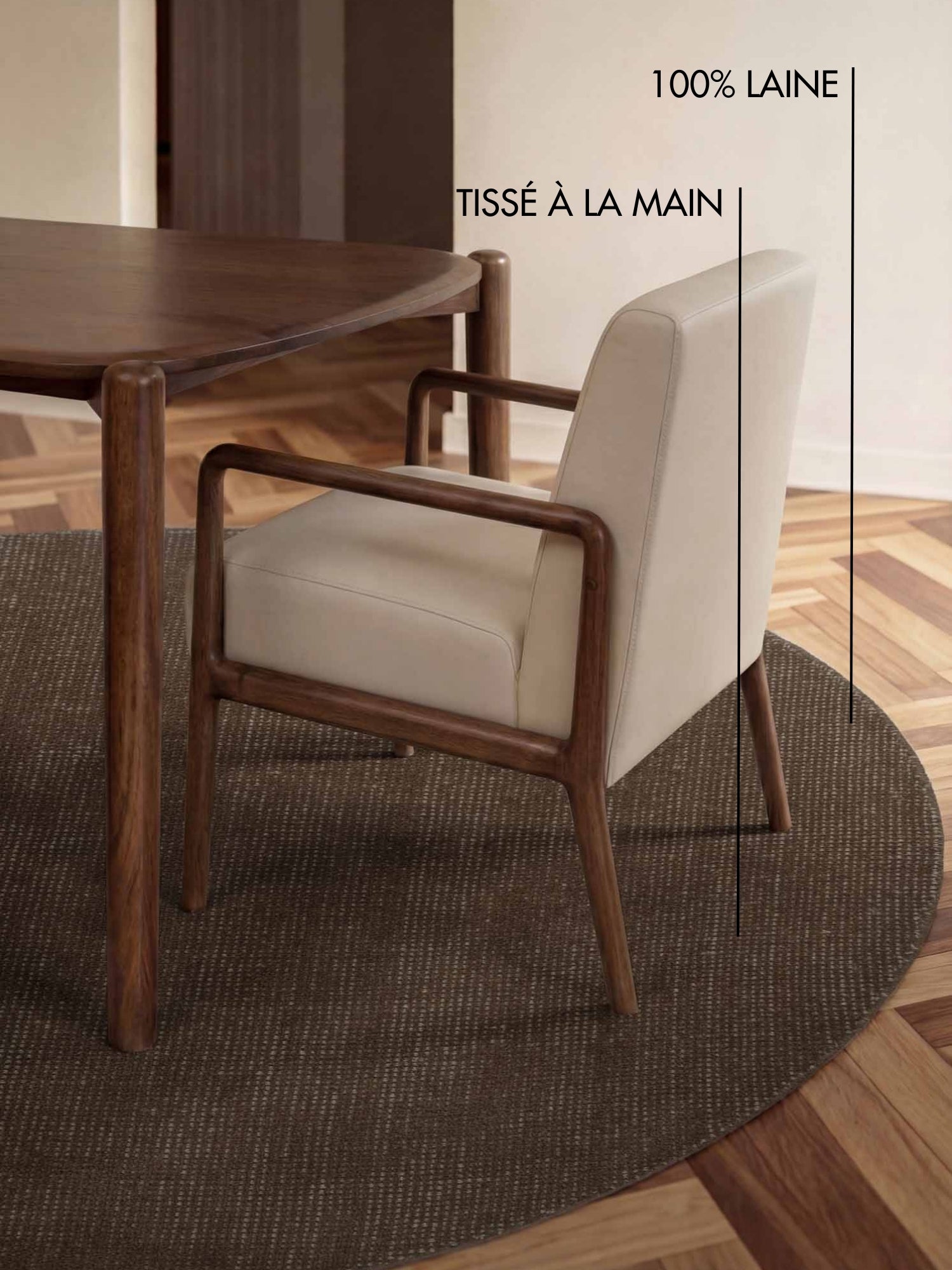 Tapis rond fait main en laine Marron - Ted Baker