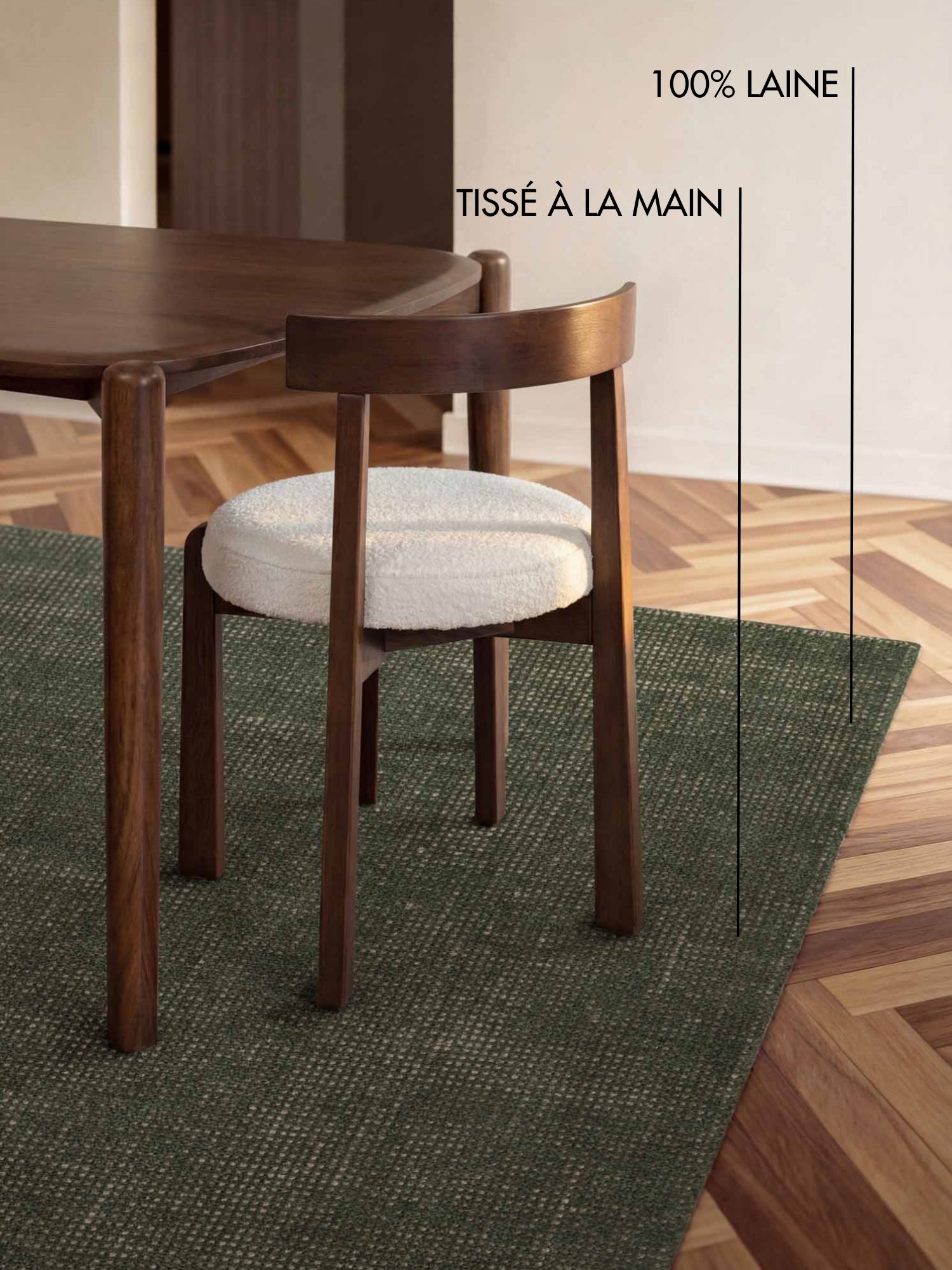 Tapis fait main épais en laine Vert - Ted Baker