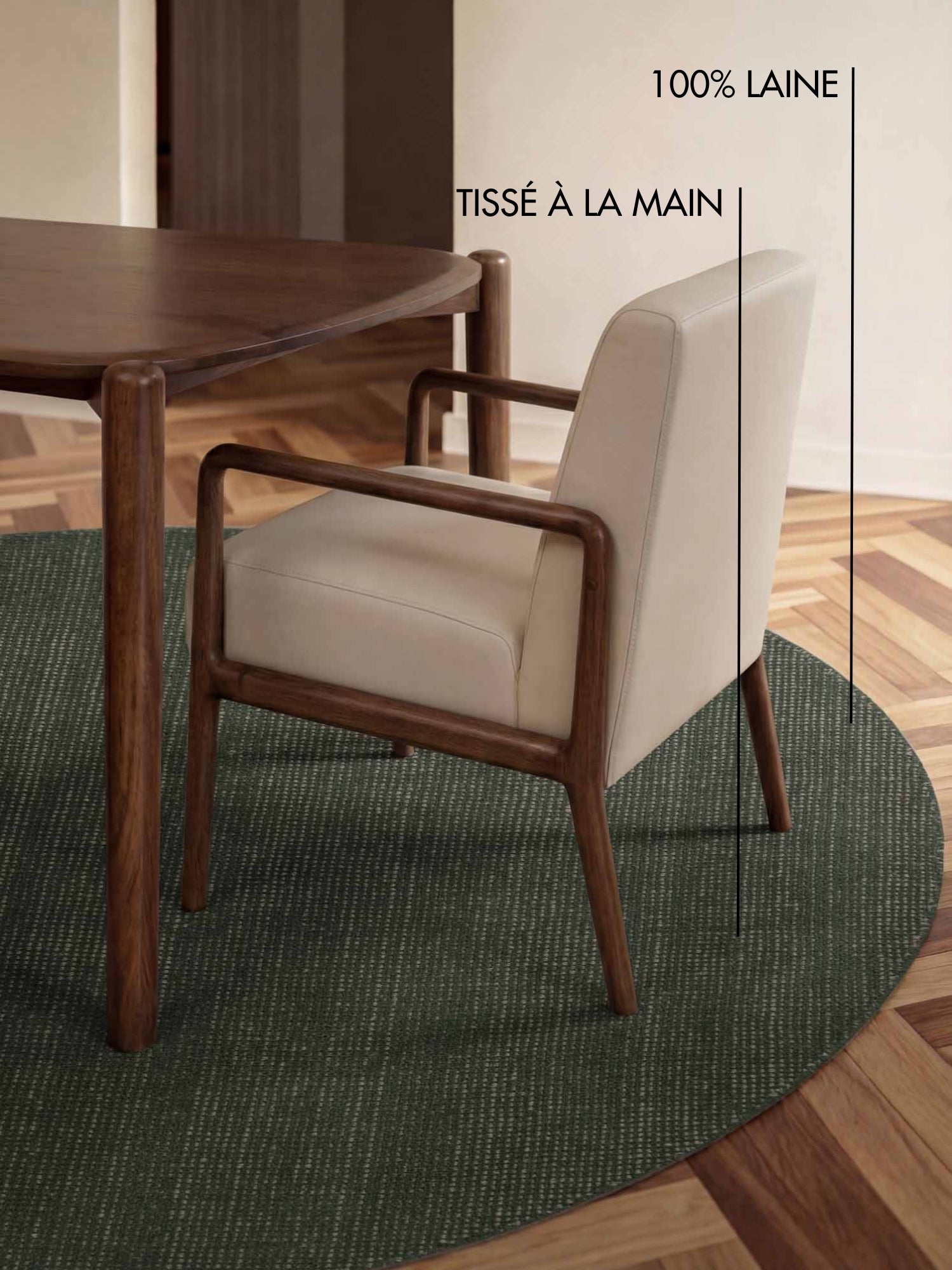 Tapis rond fait main en laine Vert - Ted Baker