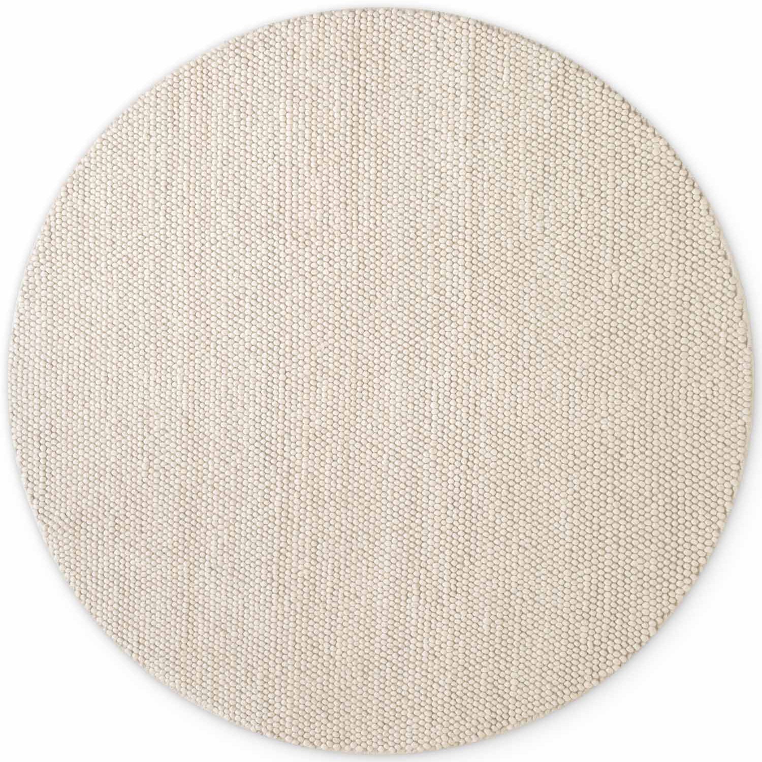 Tapis rond à boules en laine tufté Blanc Naturel - Ted Baker