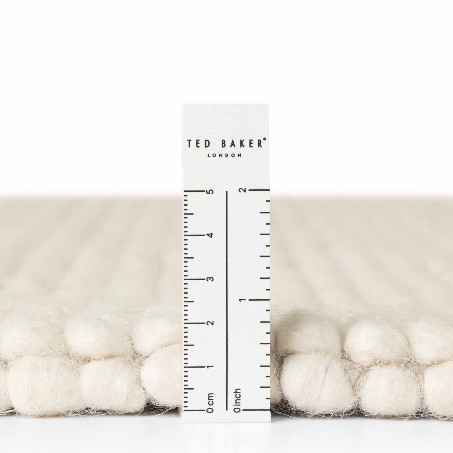Tapis rond à boules en laine tufté Blanc Naturel - Ted Baker