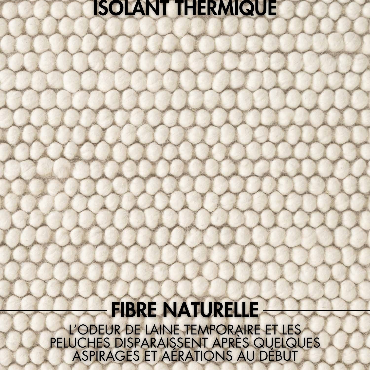 Tapis rond à boules en laine tufté Blanc Naturel - Ted Baker