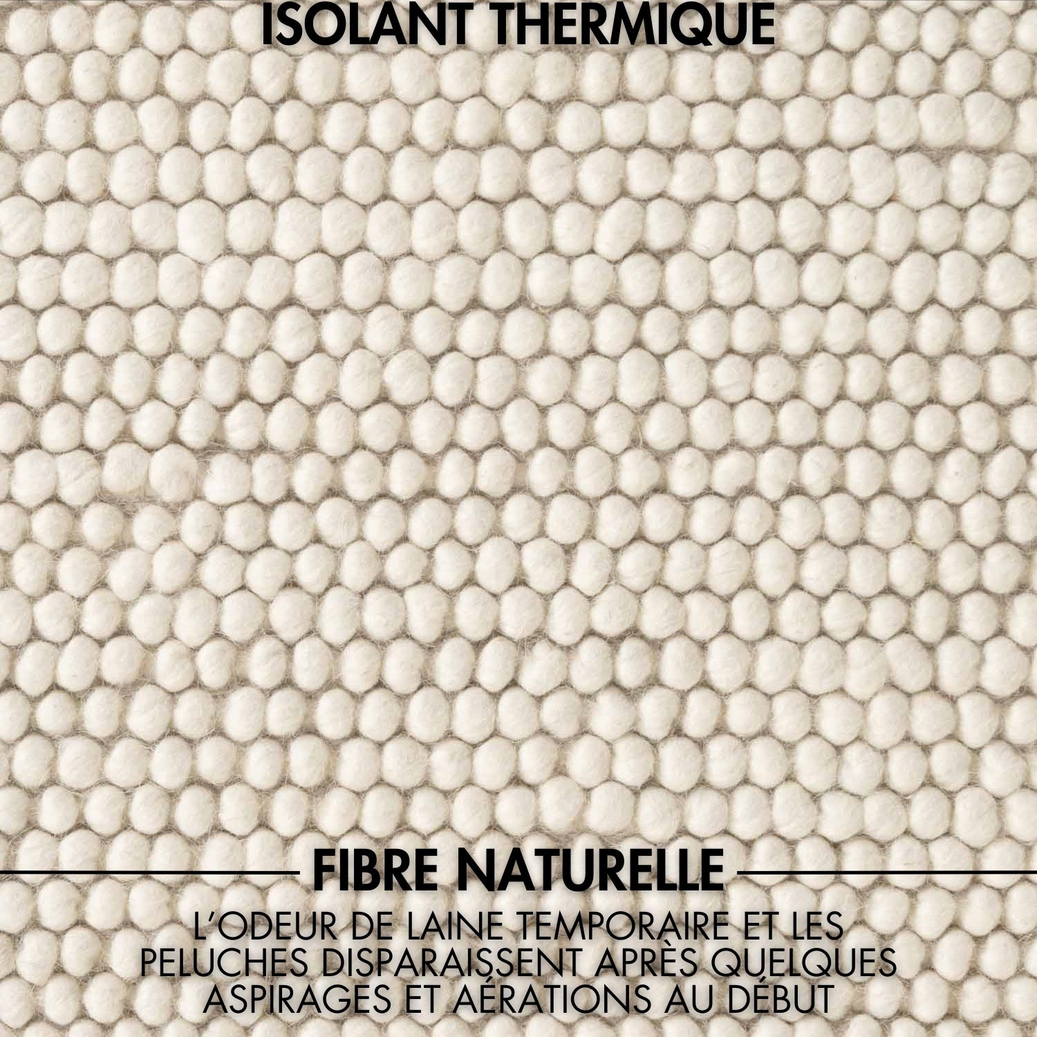 Tapis à boules en laine tufté Blanc Naturel - Ted Baker