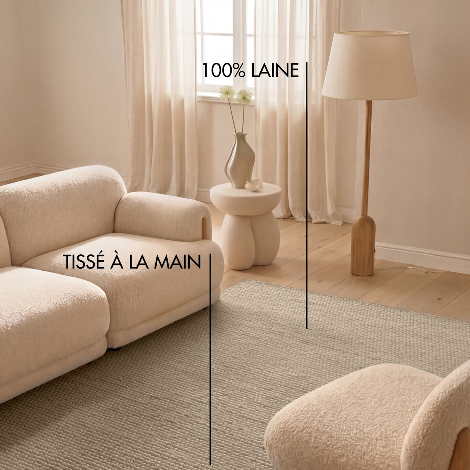 Tapis à boules en laine tufté Taupe - Ted Baker