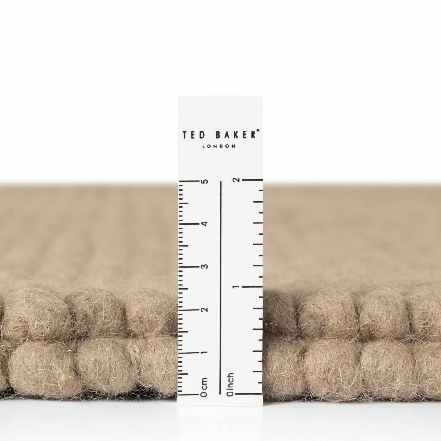 Tapis rond à boules en laine tufté Taupe - Ted Baker