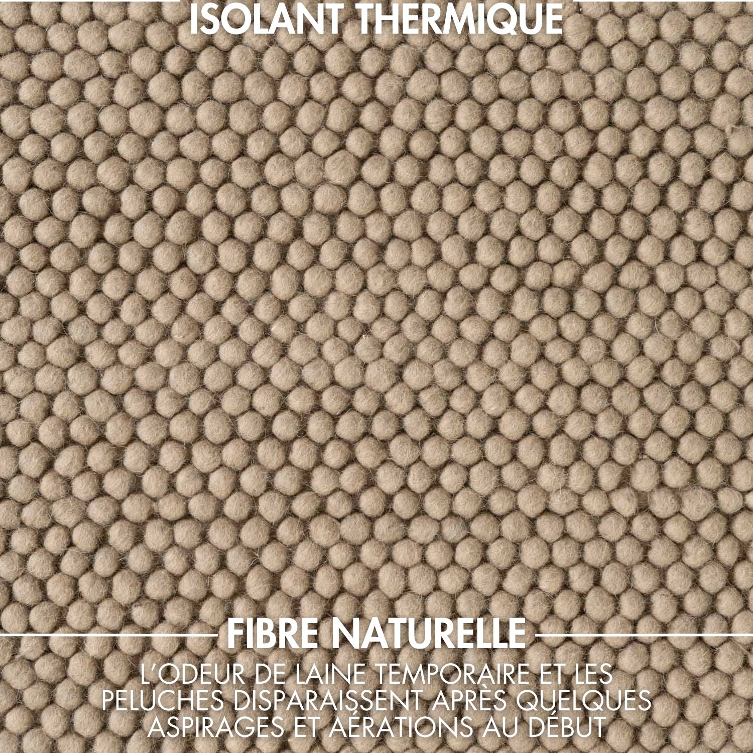 Tapis rond à boules en laine tufté Taupe - Ted Baker