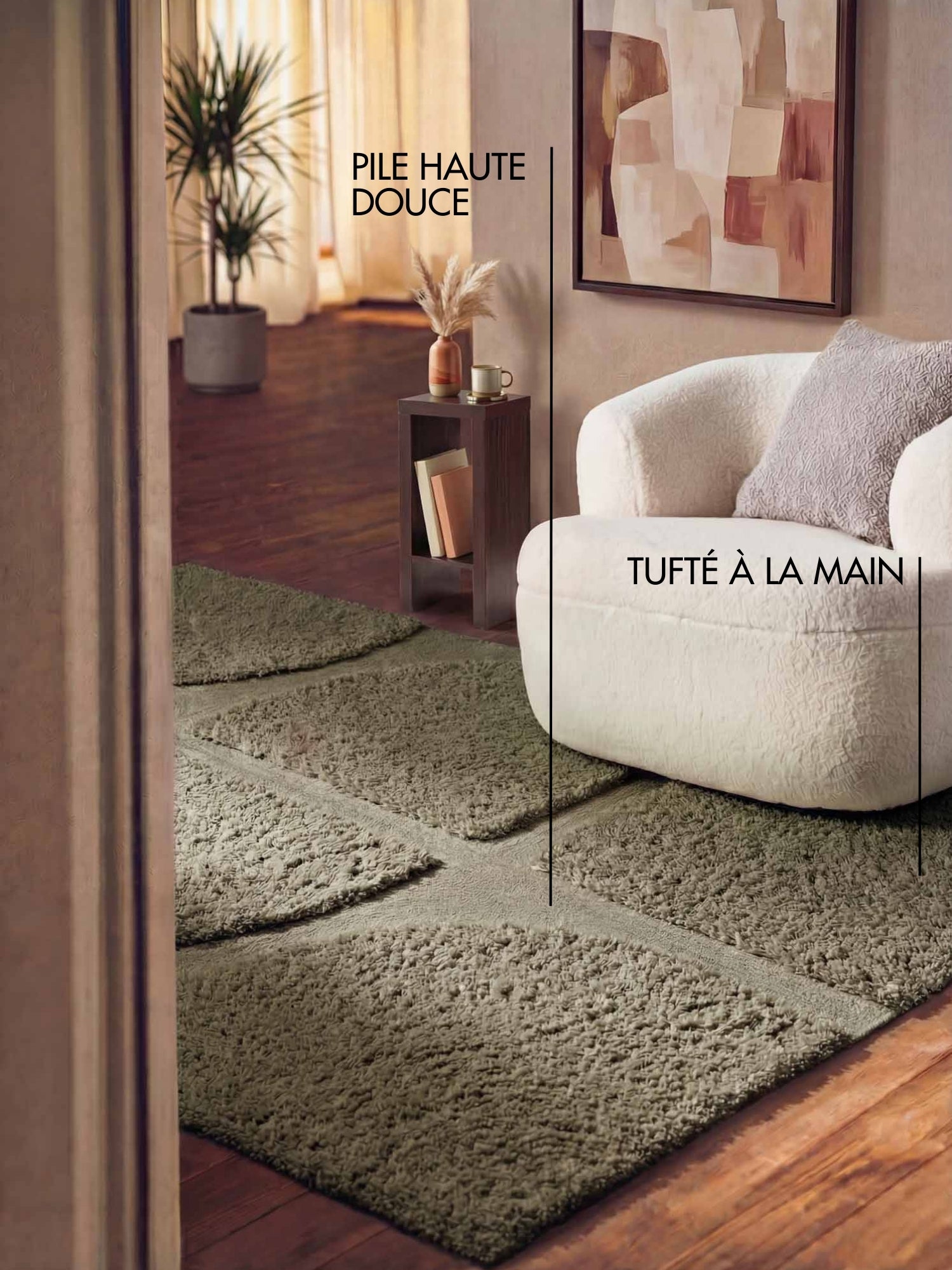 Tapis à poils longs en relief Vert - Ted Baker