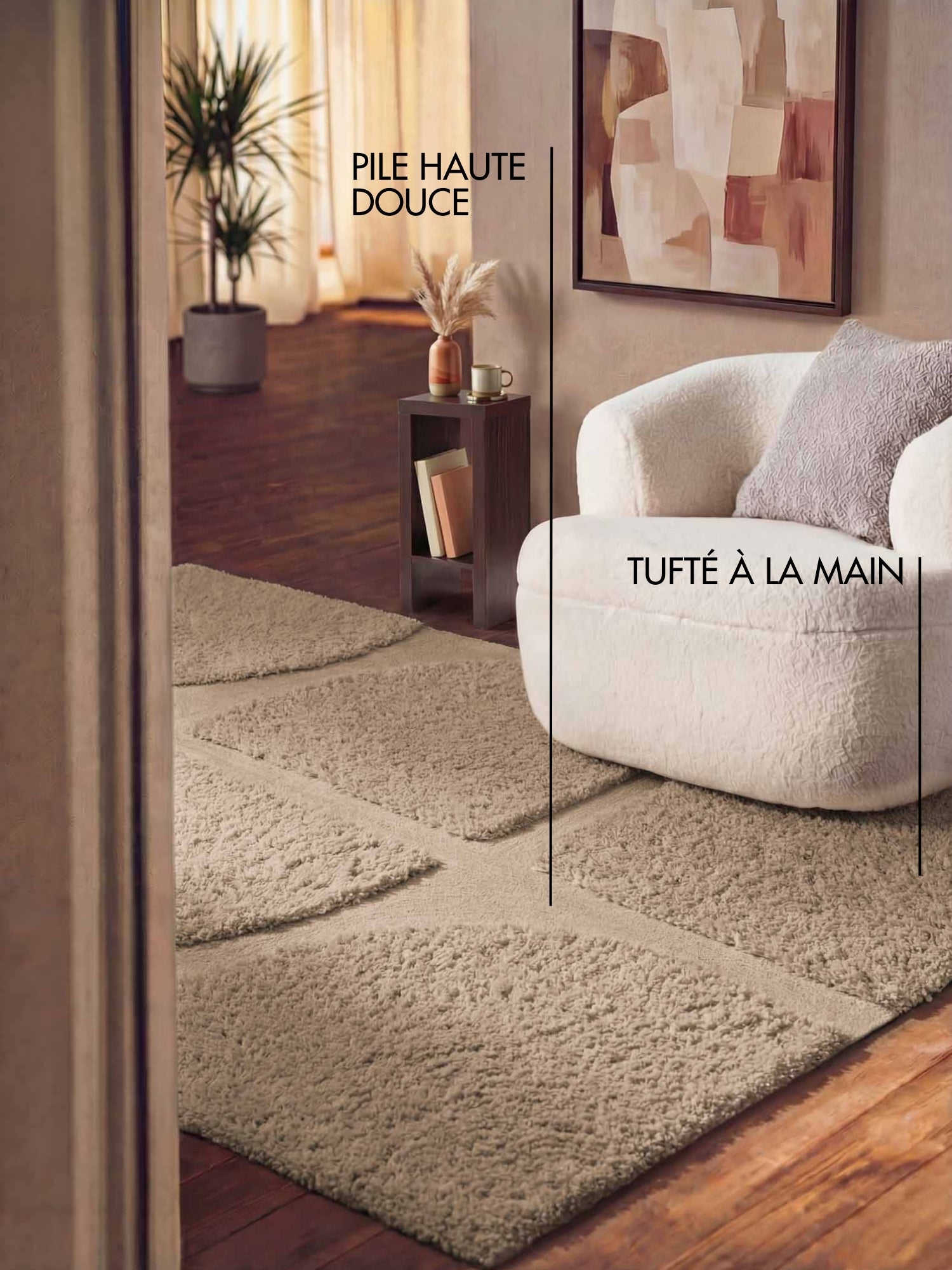 Tapis à poils longs en relief Beige - Ted Baker