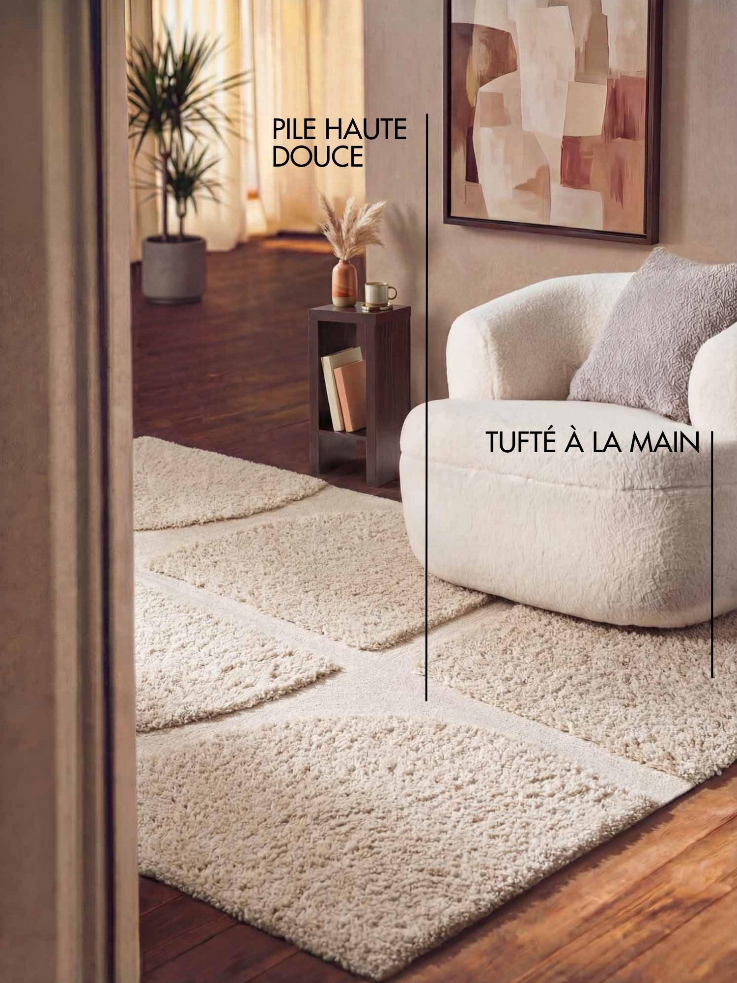 Tapis à poils longs en relief Crème - Ted Baker