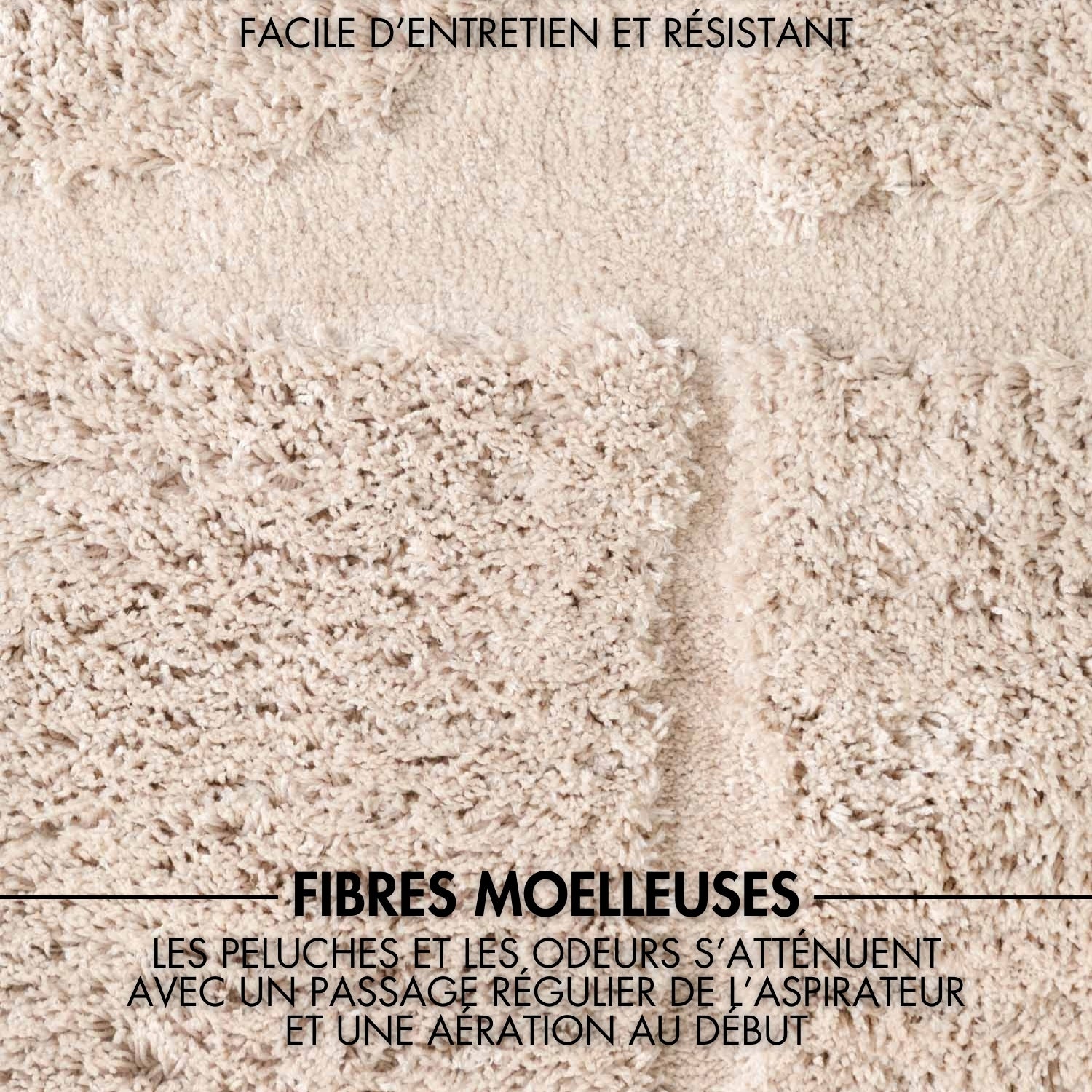 Tapis rond à poils longs en relief Crème - Ted Baker