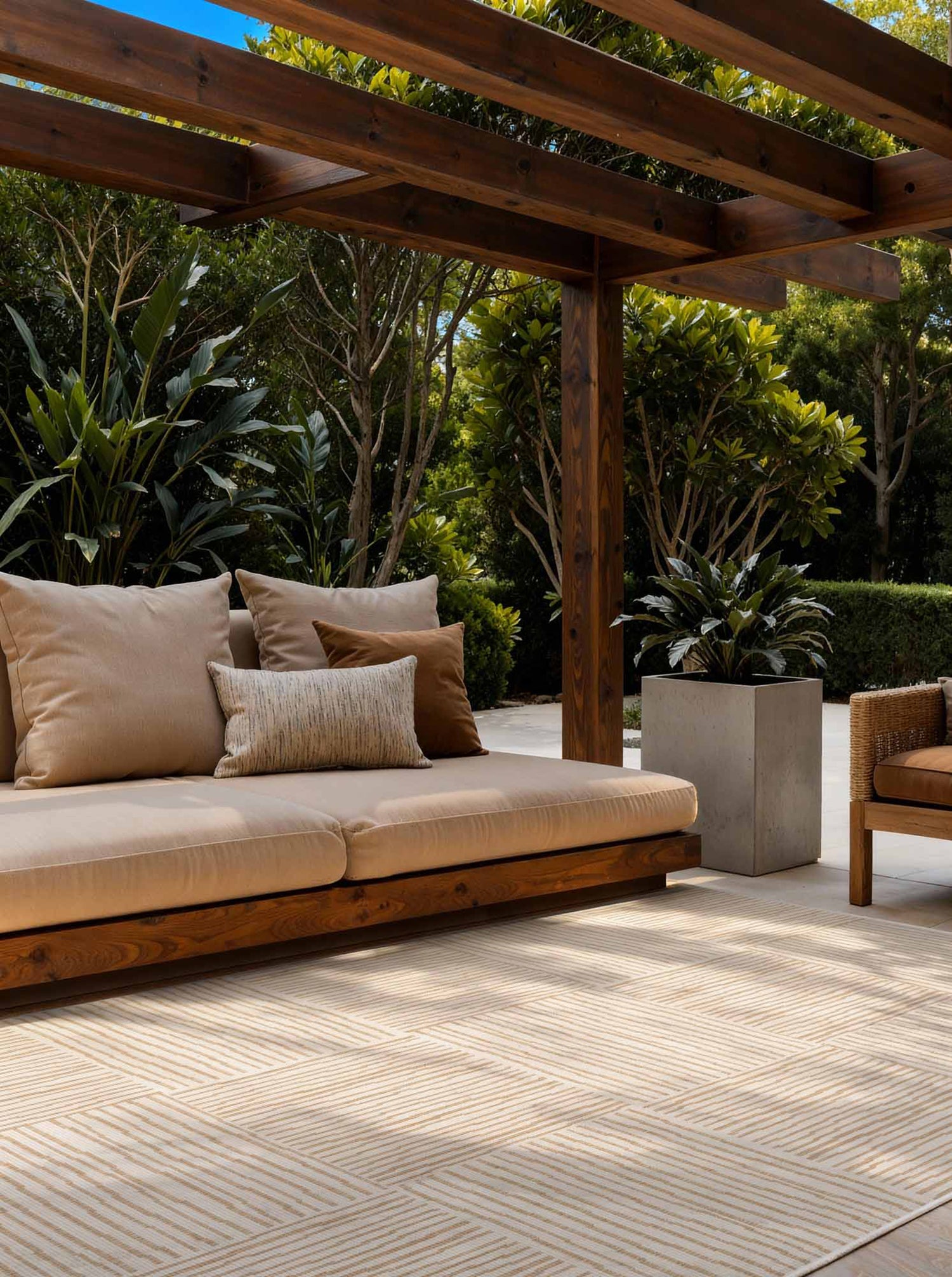 Tapis extérieur lavable Damier Abstrait Doré - Ted Baker