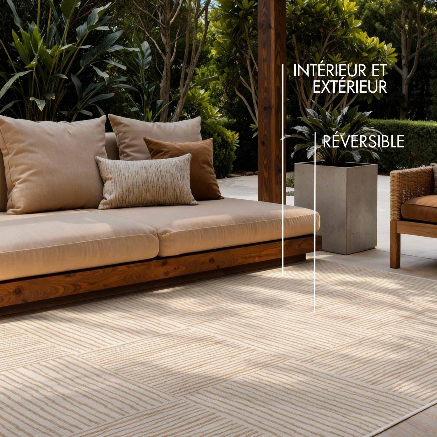 Tapis extérieur lavable Damier Abstrait Doré - Ted Baker