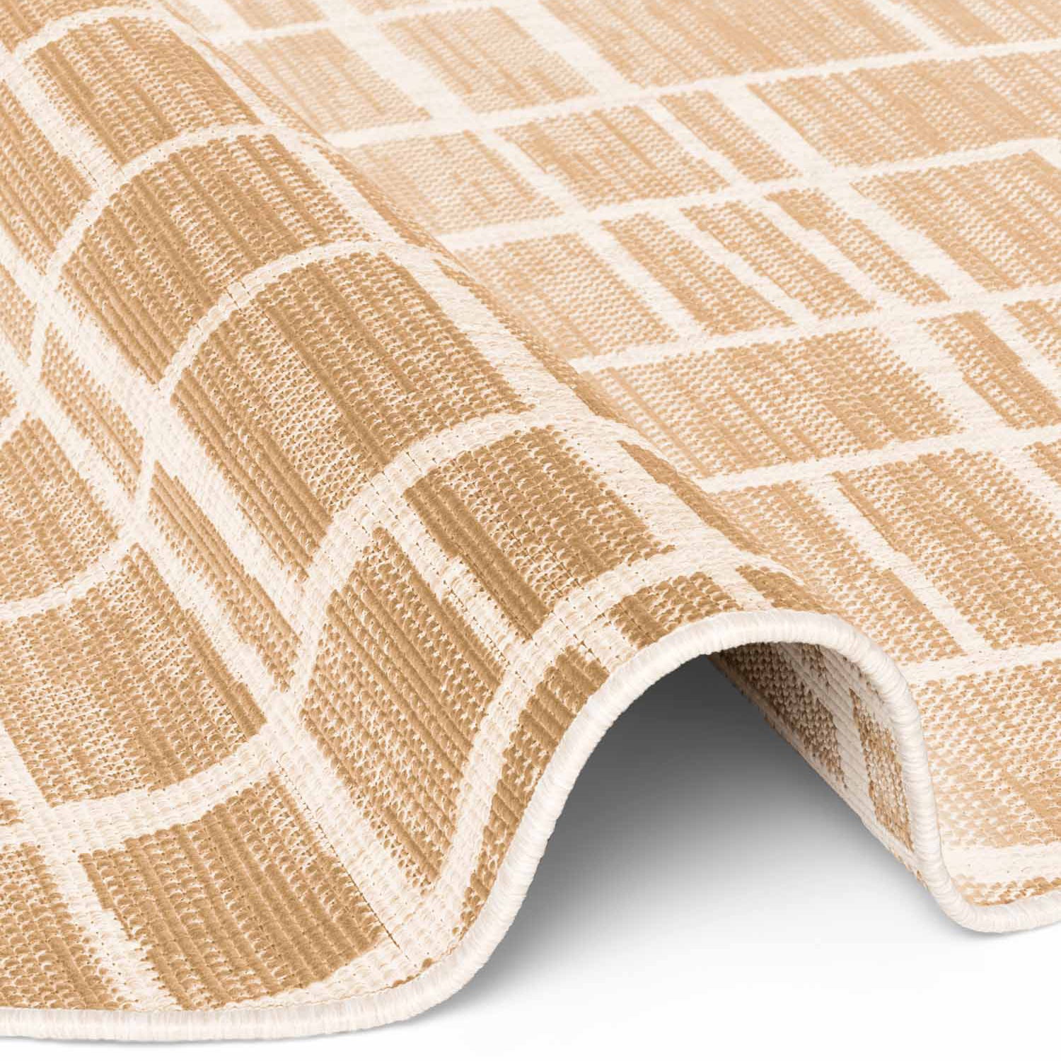 Tapis extérieur rond lavable Crouch Doré et Crème - Ted Baker