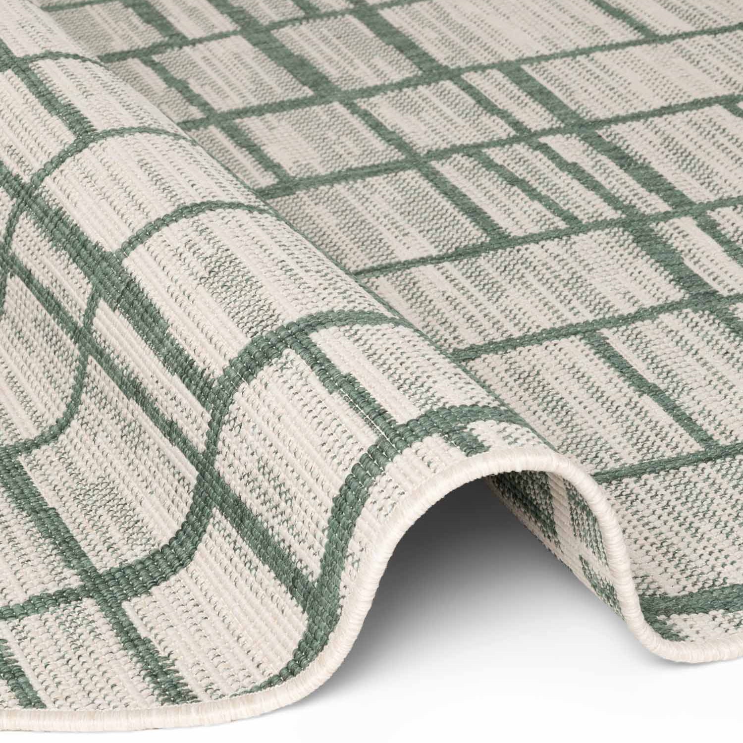 Tapis extérieur rond lavable Crouch Crème et Vert - Ted Baker