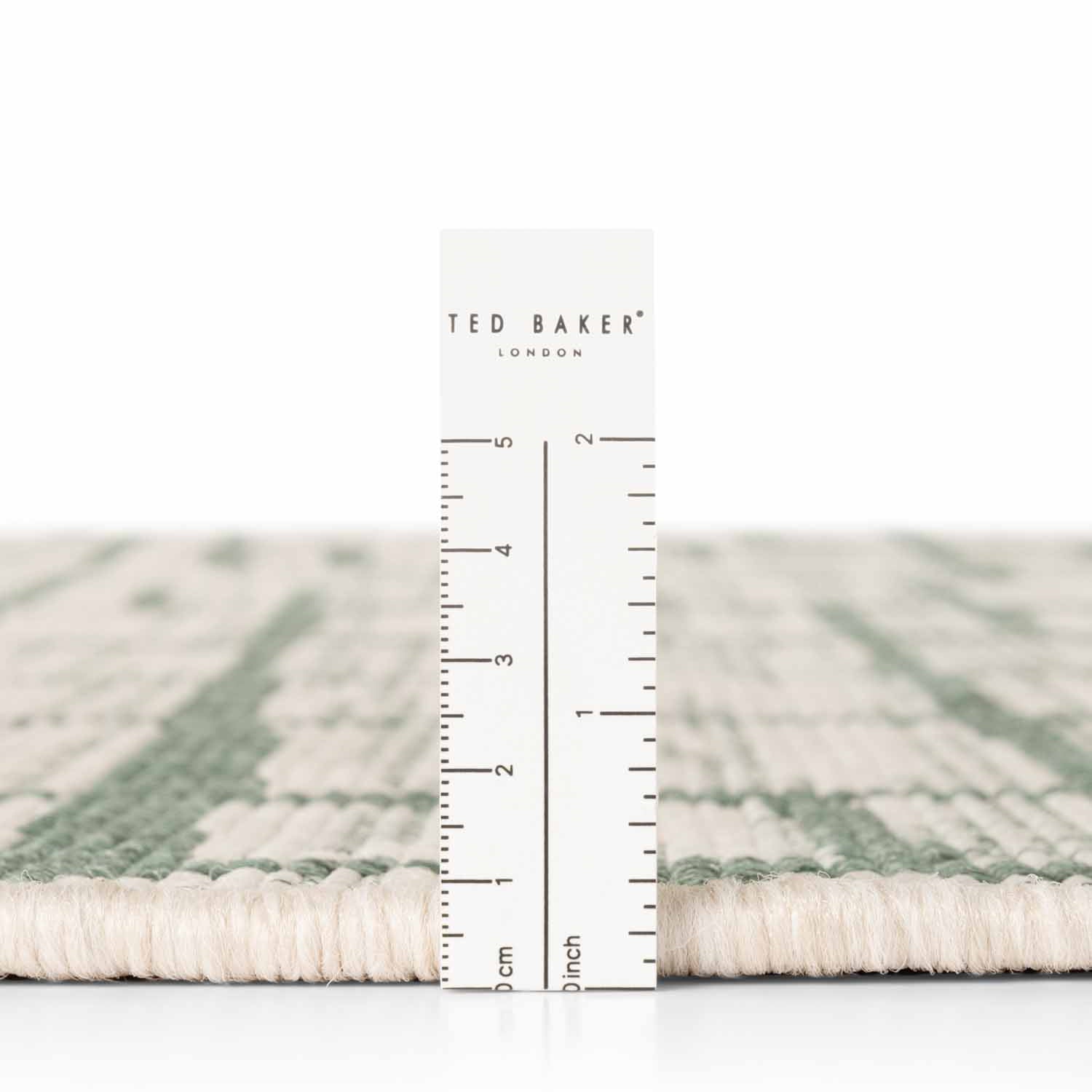 Tapis extérieur rond lavable Crouch Crème et Vert - Ted Baker