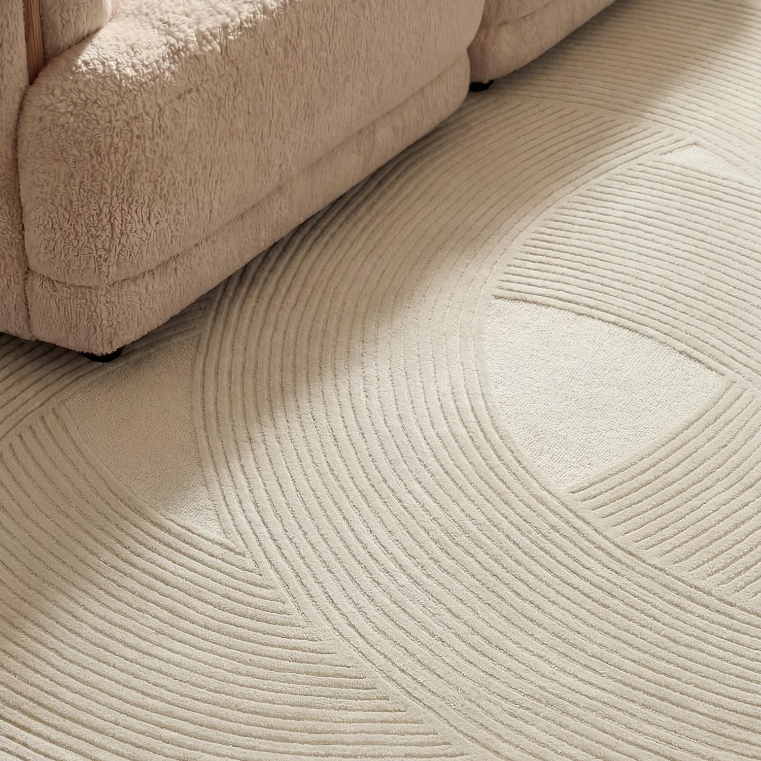 Tapis Laine Sculpté Main Spirale Crème - Ted Baker