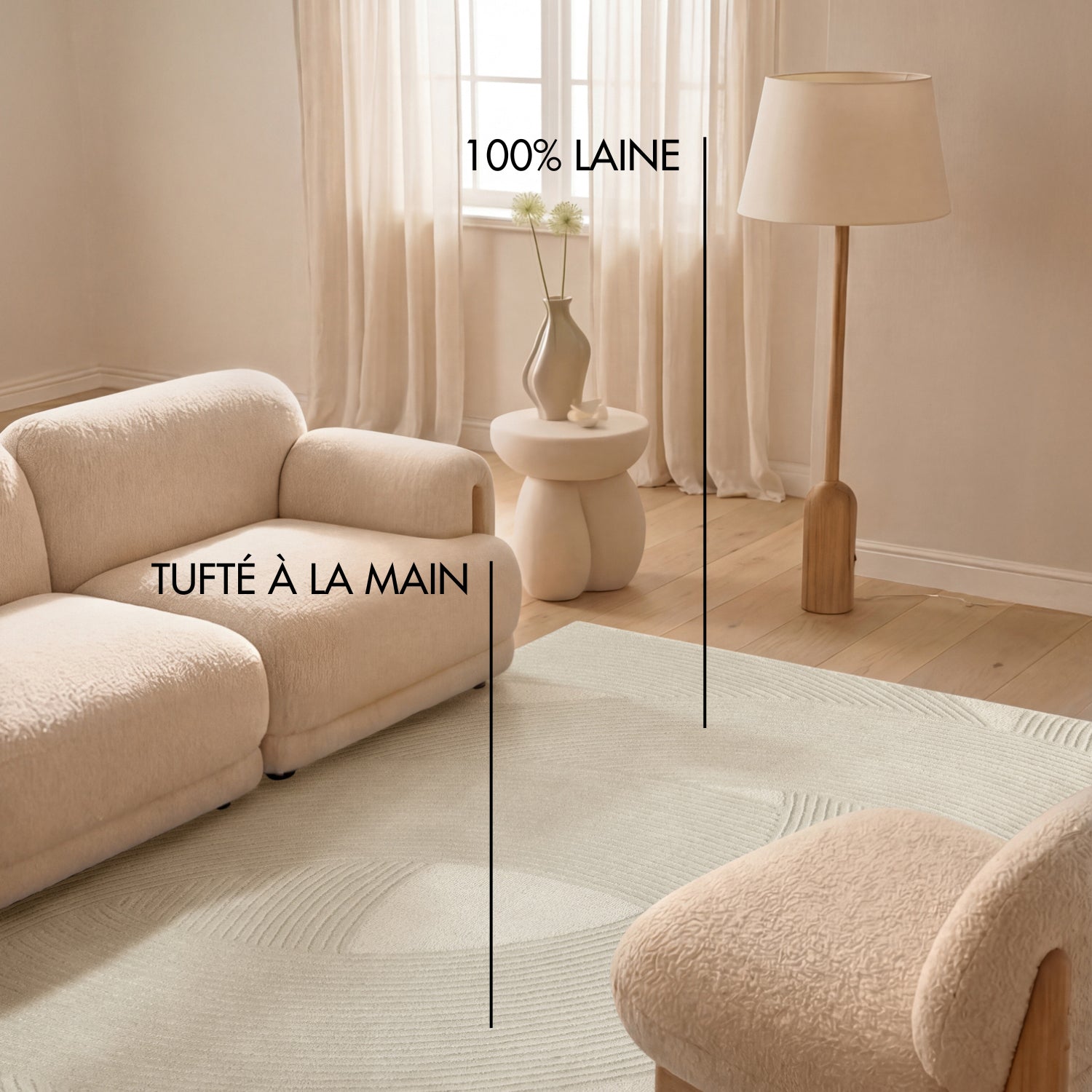 Tapis Laine Sculpté Main Spirale Crème - Ted Baker