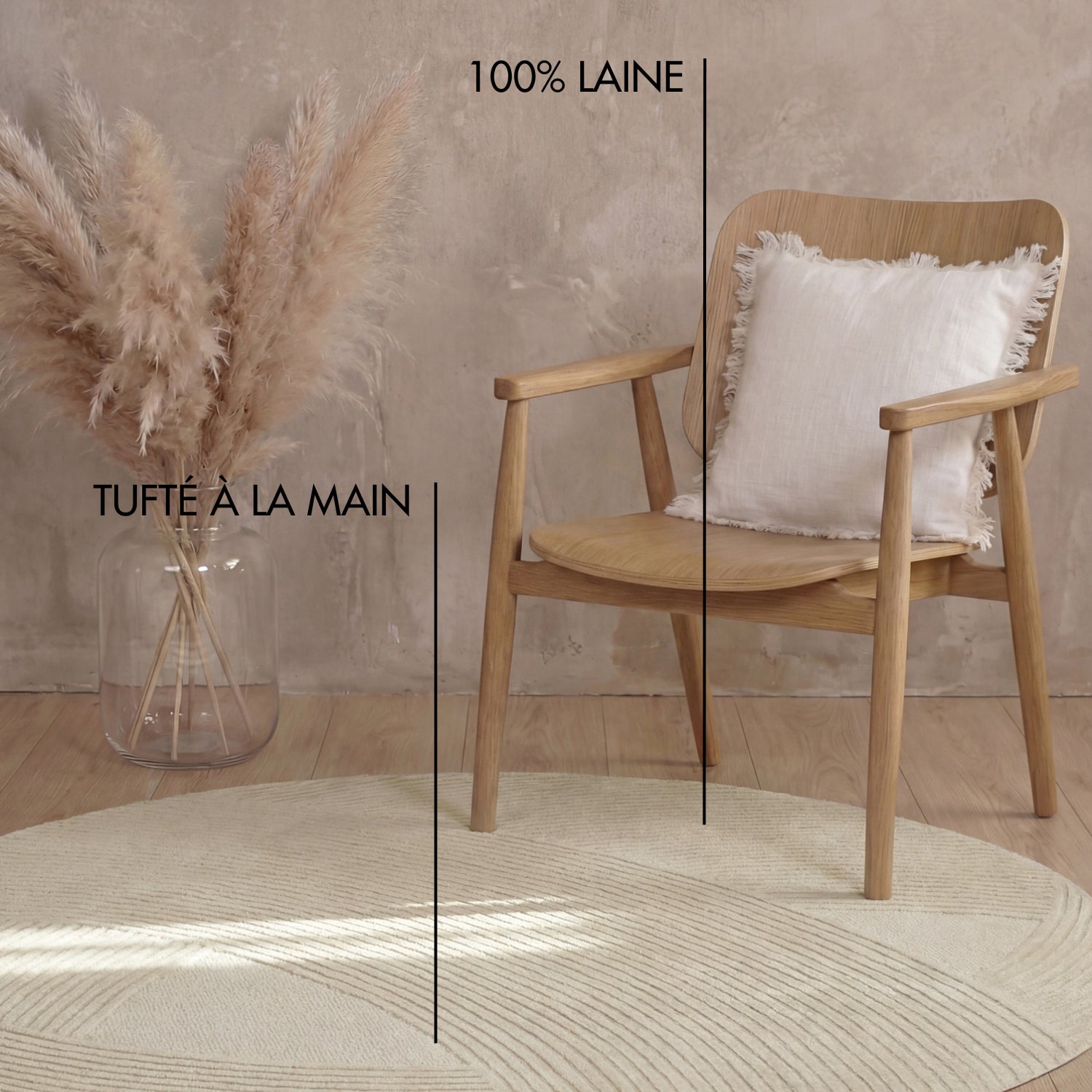 Tapis Rond Laine Sculpté Main Spirale Crème - Ted Baker