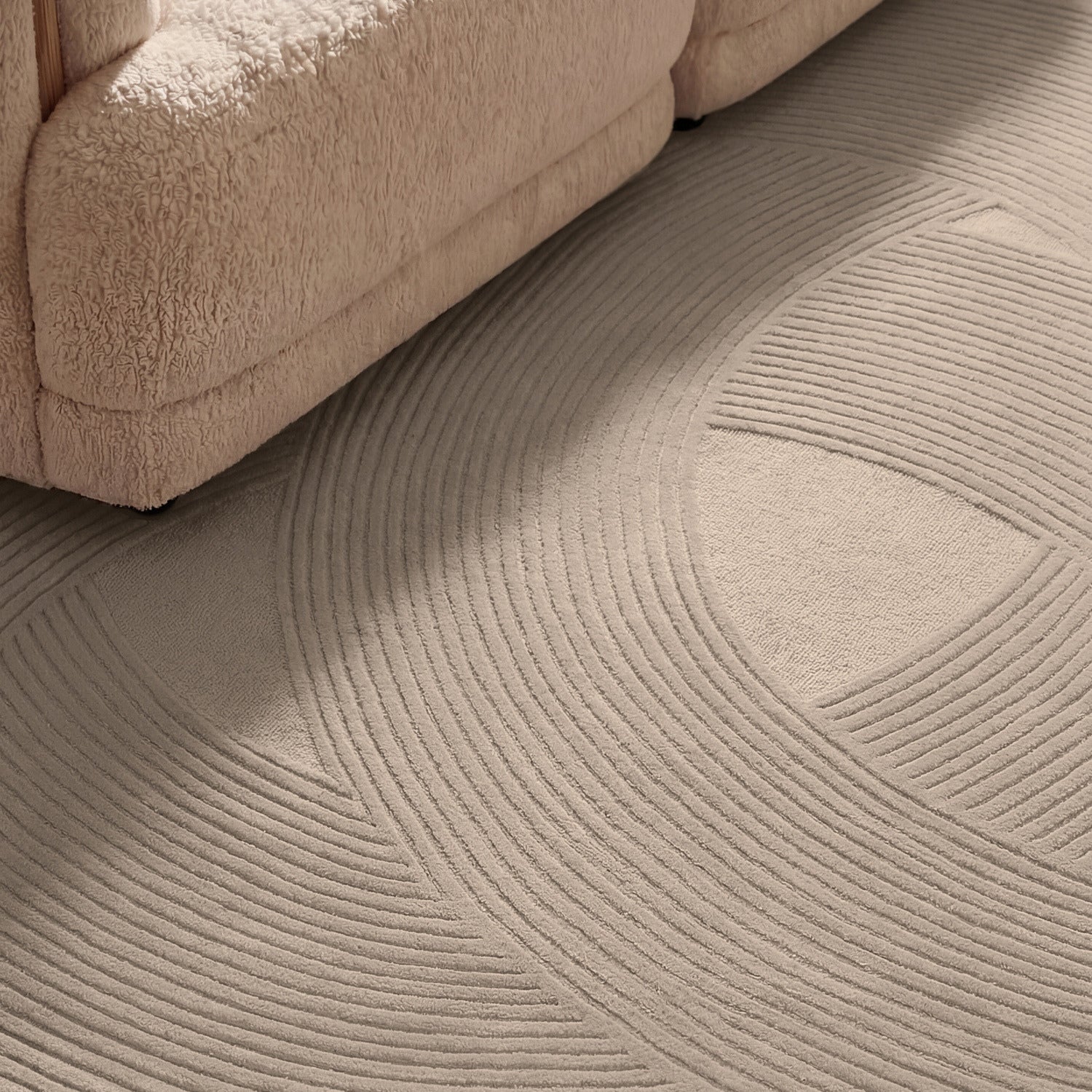 Tapis Laine Sculpté Main Spirale Beige - Ted Baker