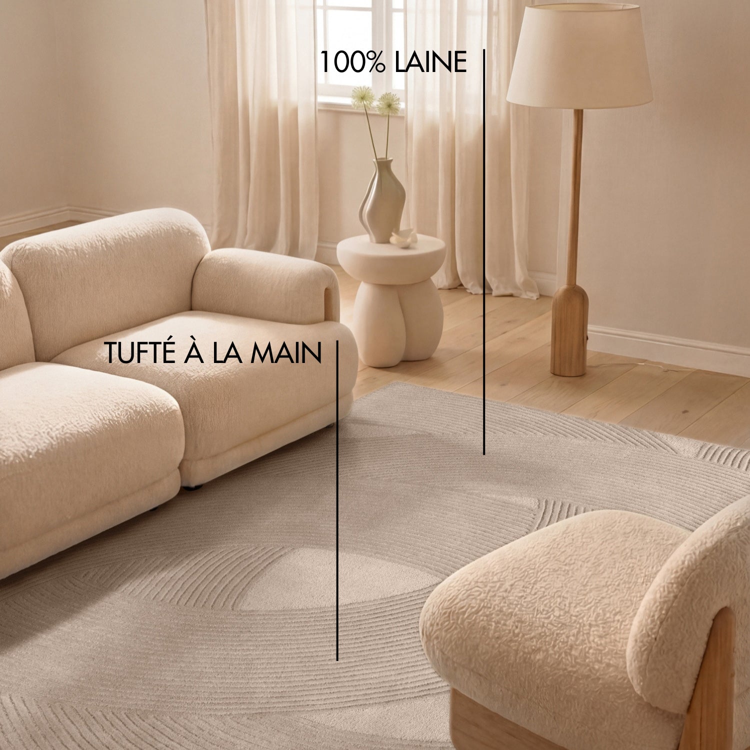 Tapis Laine Sculpté Main Spirale Beige - Ted Baker
