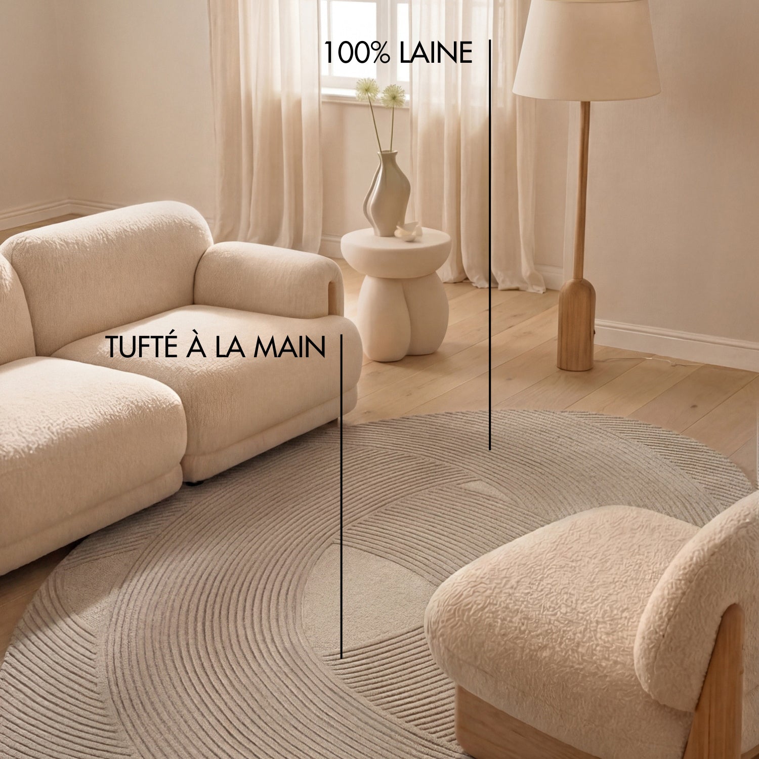 Tapis Organique Laine Sculpté Main Spirale Beige - Ted Baker
