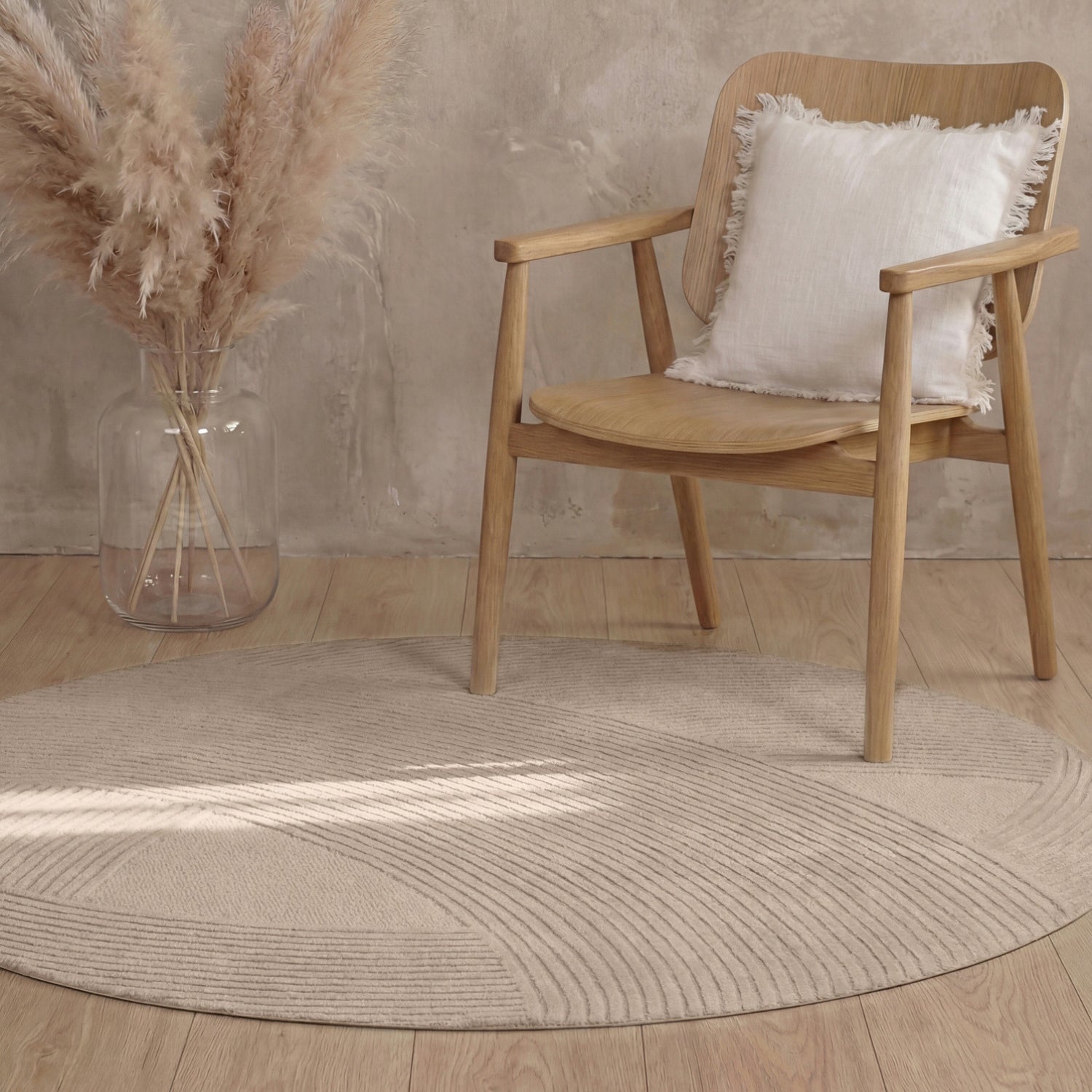 Tapis Rond Laine Sculpté Main Spirale Beige - Ted Baker